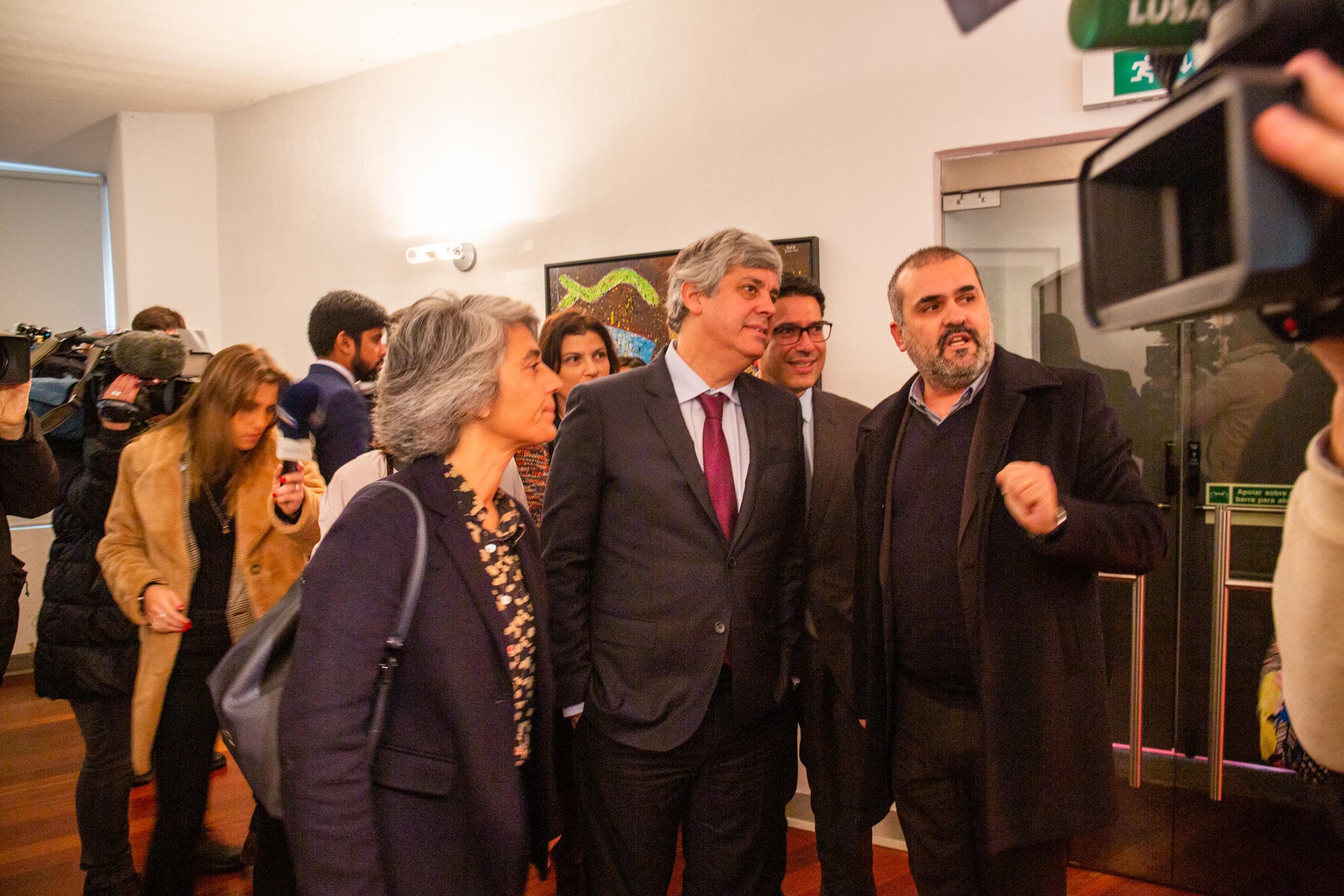 Ministros de Estado e das Finanças, Mário Centeno, e da Cultura, Graça Fonseca, na apresentação da coleção de arte do BPN integrada na coleção nacional, Loures, 28 janeiro 2020 (foto: João Bica)