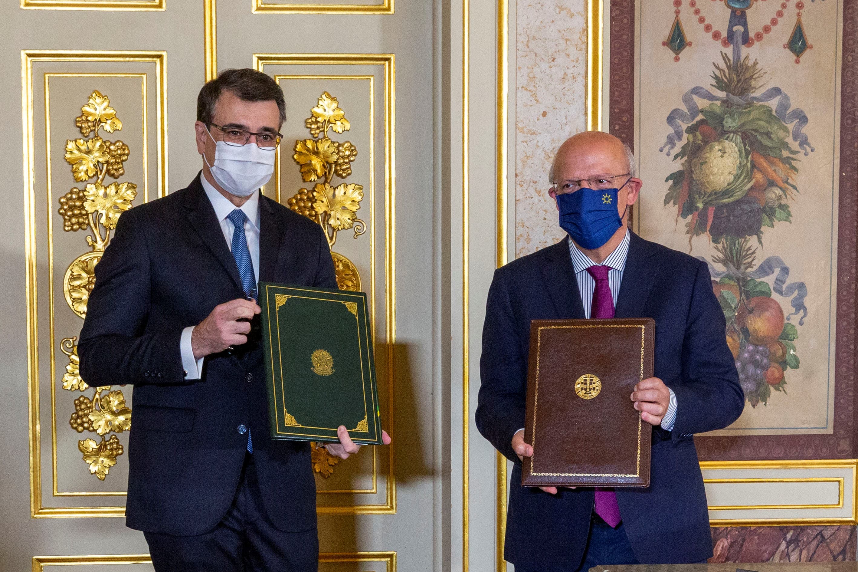 Ministro de Estado e dos Negócios Estrangeiros, Augusto Santos Silva, na receção ao Ministro das Relações Externas do Brasil, Carlos França, Lisboa, 2 julho 2021 (Foto: João Bica)