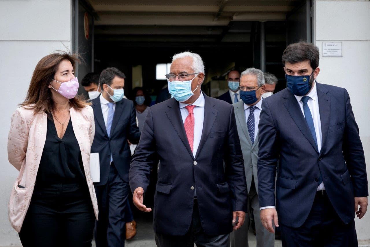Primeiro-Ministro e Ministros da Educação e do Trabalho, Solidariedade e Segurança Social após a assinatura do contrato do PRR para modernizar os Centros de Formação Profissional e o Acelerador Qualifica, Alverca do Ribatejo, 7 setembro 2021
