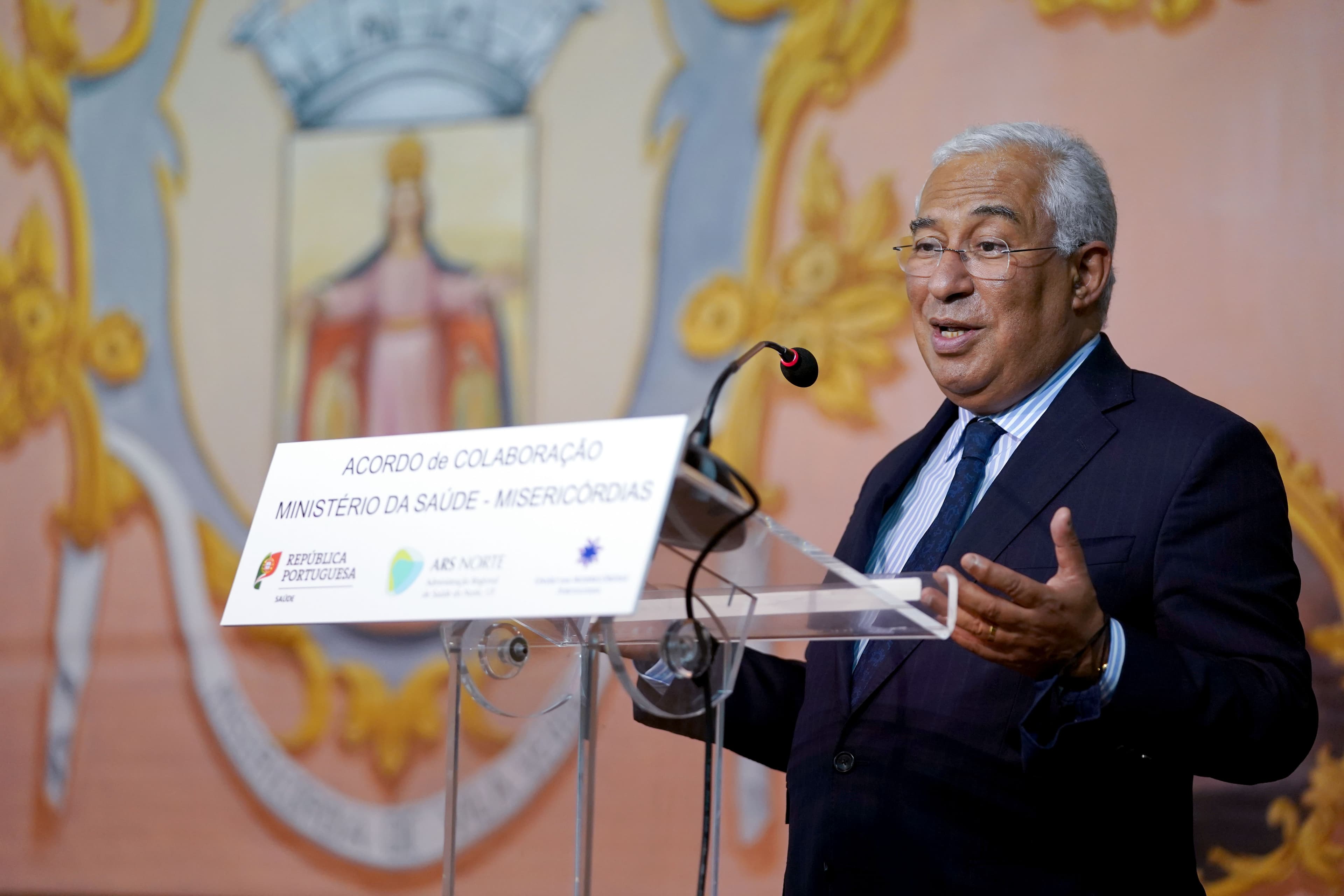 Primeiro-Ministro António Costa durante a cerimónia de assinatura dos acordos de colaboração entre a área governativa da Saúde e dez misericórdias da região Norte, Vila Verde, Braga, 16 novembro 2020 (Foto: Hugo Delgado/Lusa)