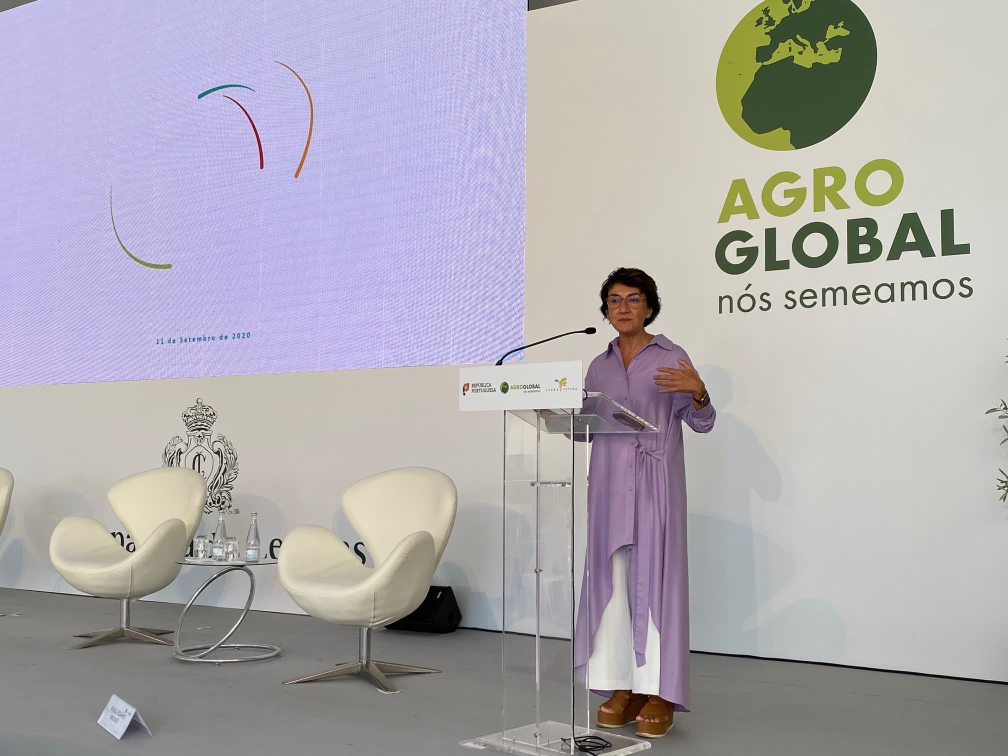 Ministra da Agricultura, Maria do Céu Antunes, na apresentação da Agenda de Inovação para a Agricultura 2030, Cartaxo, 11 setembro 2020 (foto: João Bica)