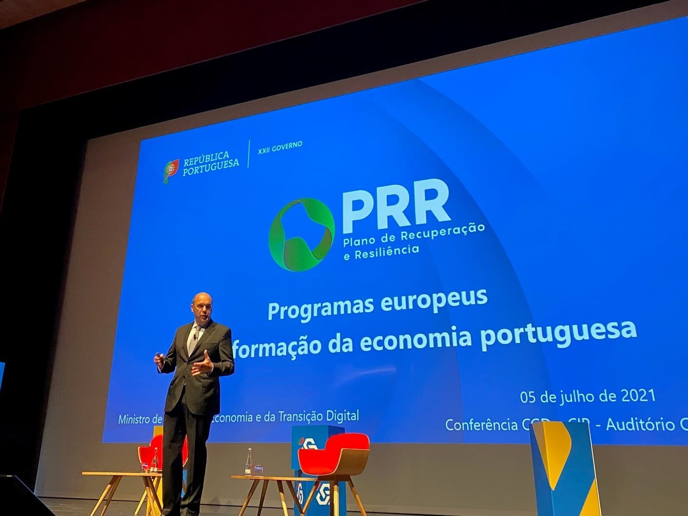 Ministro de Estado, da Economia e da Transição Digital, Pedro Siza Vieira, na conferência «Os novos Programas Europeus e a Transformação da Economia Portuguesa», Lisboa, 5 julho 2021