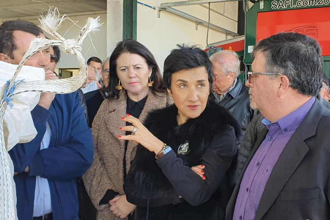 Ministra da Agricultura, Maria do Céu Antunes, durante uma visita ao Lagar Cooperativo dos Olivicultores da Região de Izeda, Bragança, 26 fevereiro 2020