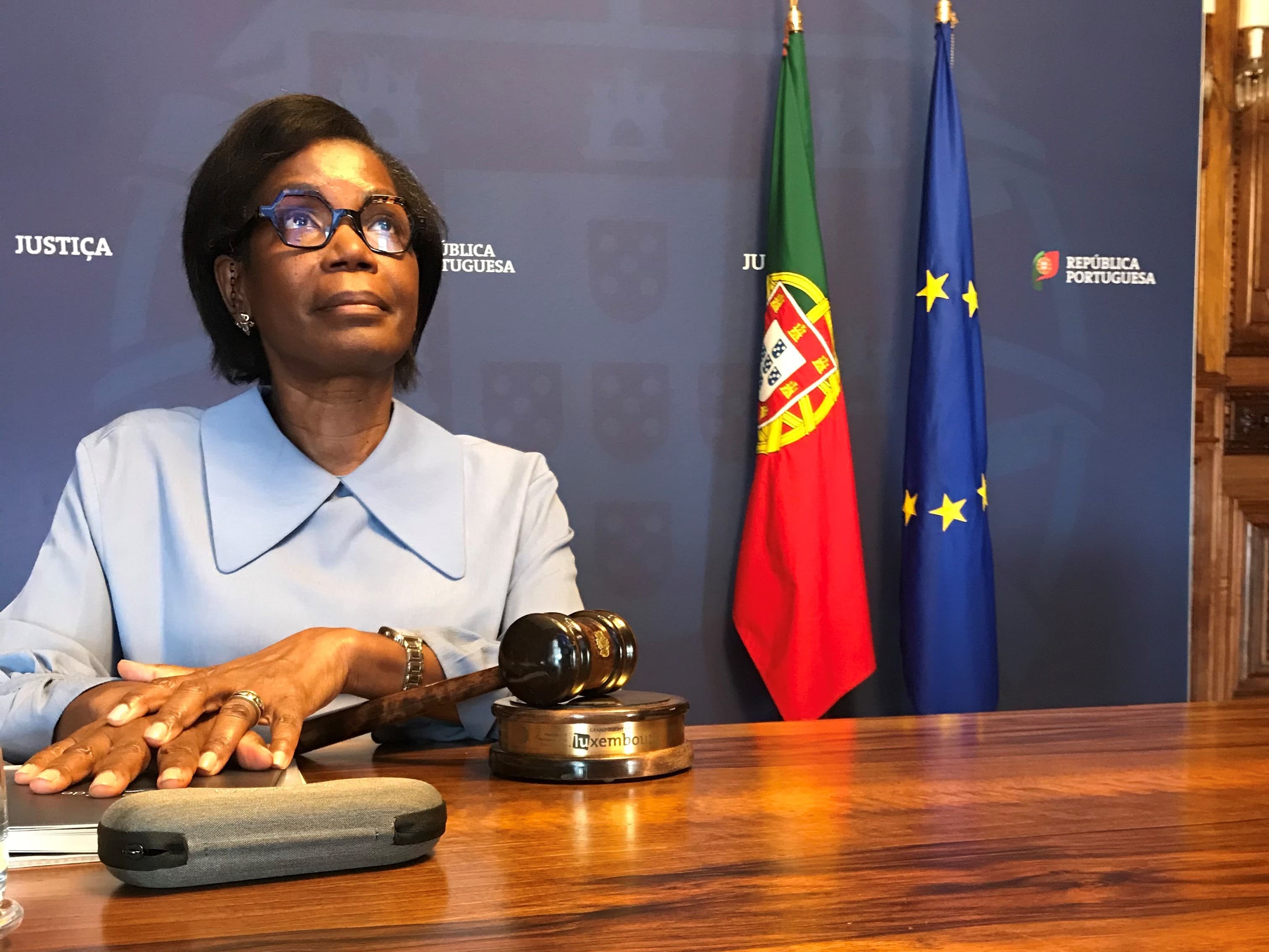 Ministra da Justiça, Francisca Van Dunem, na reunião dos Ministros da Justiça da União Europeia por internet, 2 dezembro 2020