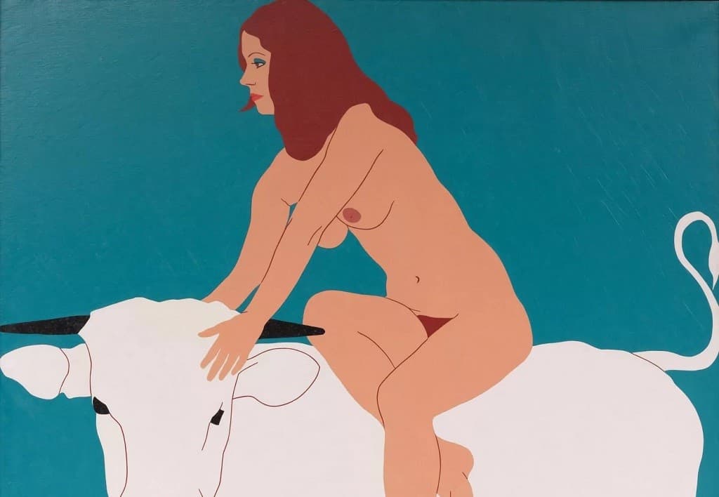 Pormenor da obra Enlevo de Miss Europa, 1973, de Nikias Skapinakis