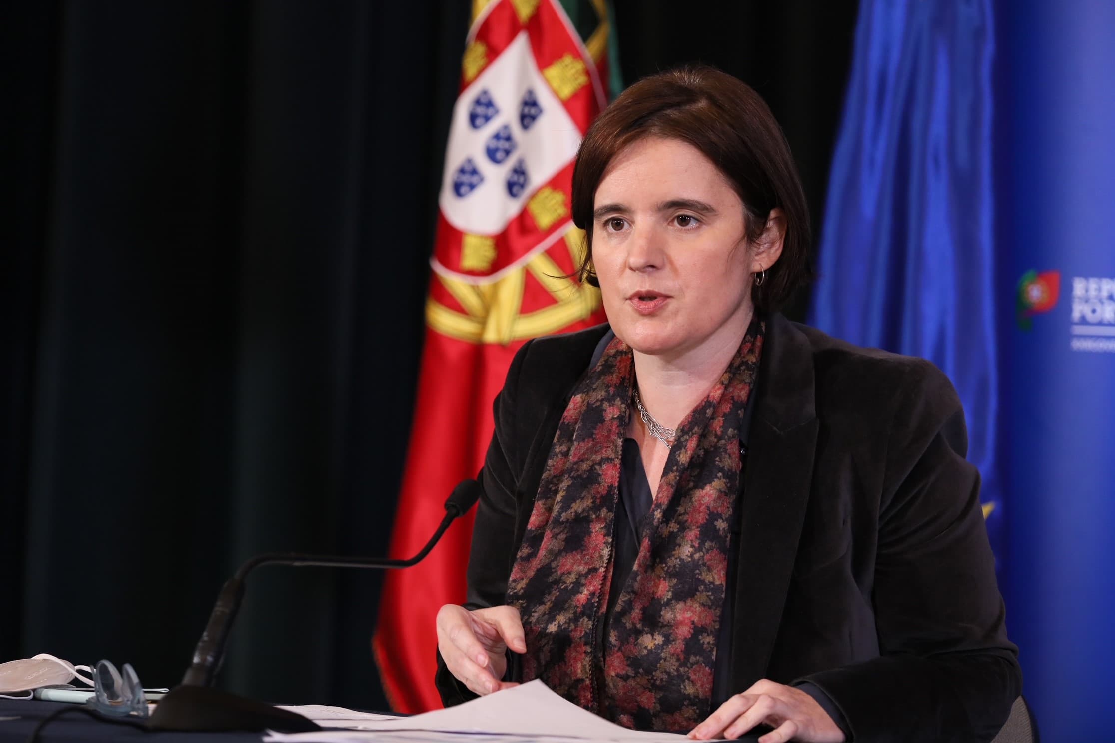 Ministro de Estado e da Presidência, Mariana Vieira da Silva, na conferência de imprensa após a reunião do Conselho de Ministros, Lisboa, 28 janeiro 2021 (Foto: João Bica)