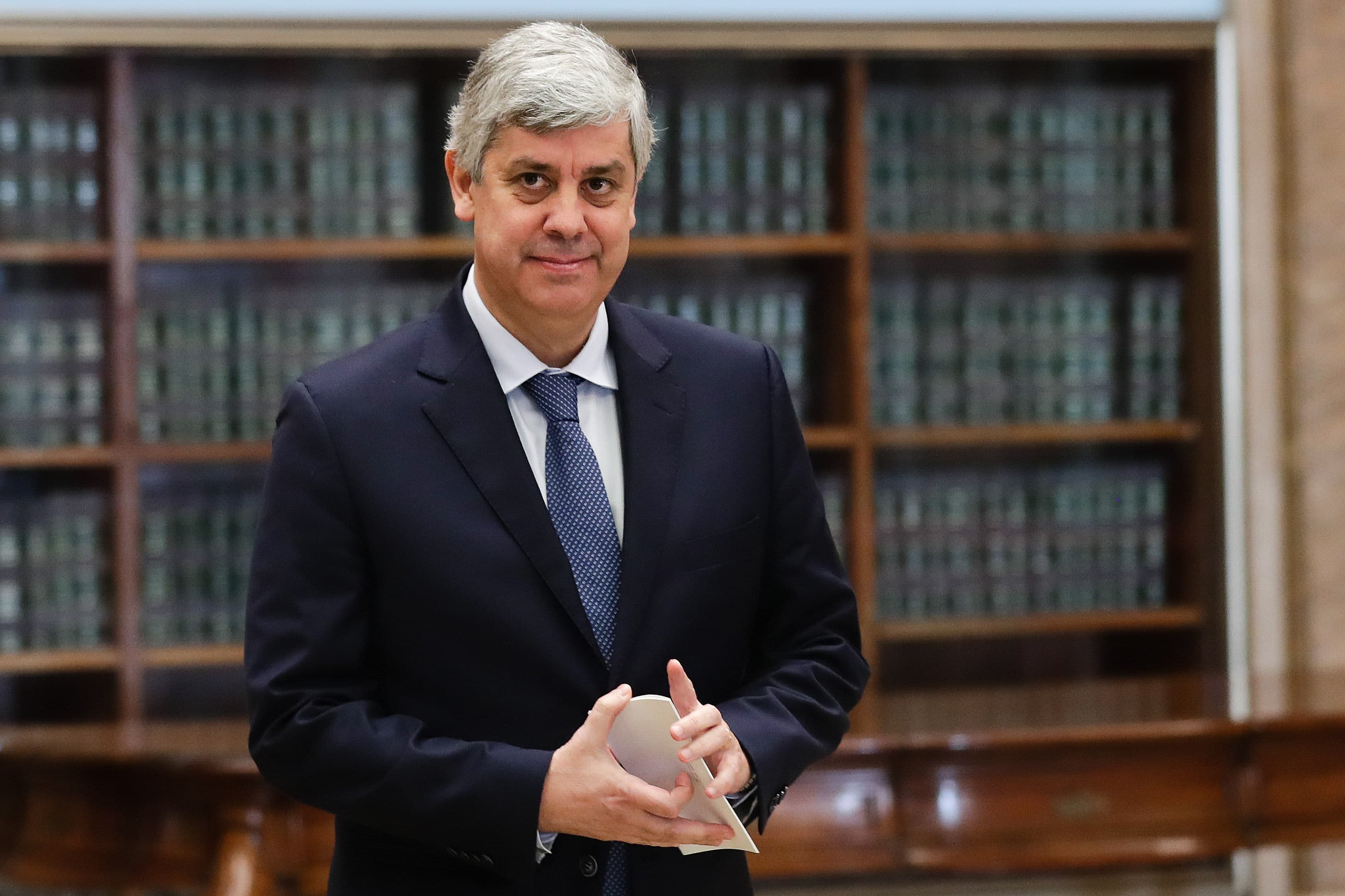 Ministro das Finanças, Mário Centeno, na declaração sobre as contas nacionais trimestrais divulgados pelo Instituto Nacional de Estatística, Lisboa, 23 dezembro 2019 (Foto: Tiago Petinga/Lusa)