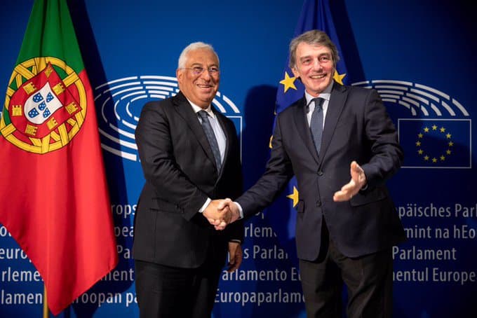 Primeiro-Ministro António Costa com o Presidente do Parlamento Europeu, David Sassoli, Bruxelas, 5 fevereiro 2020 (foto: Paulo Vaz Henriques)