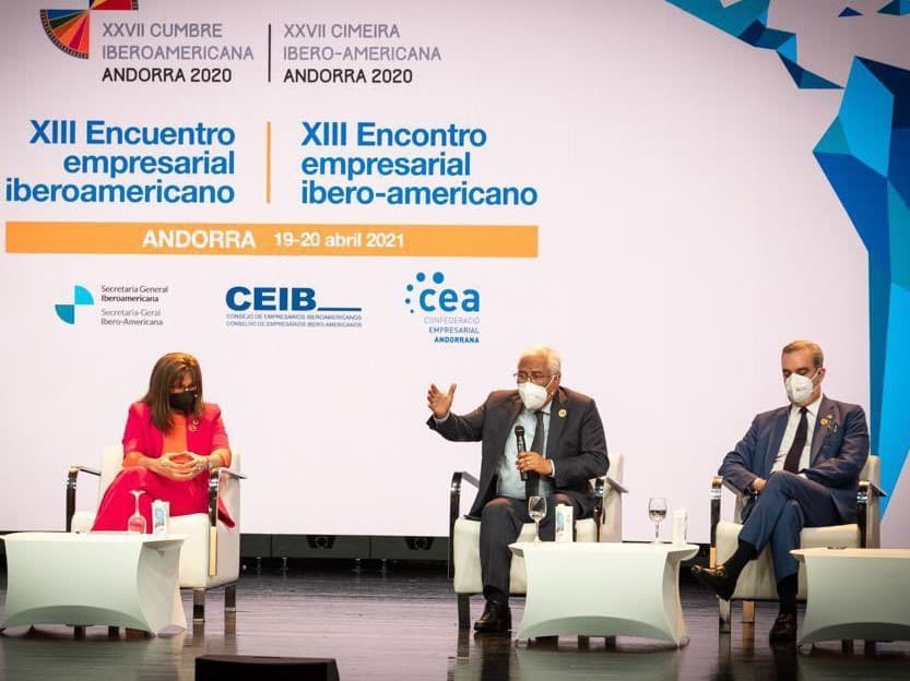 Primeiro-Ministro António Costa intervém no encontro empresarial da Cimeira Iberoamericana, Andorra, 21 abril 2021 (foto: Clara Azevedo)