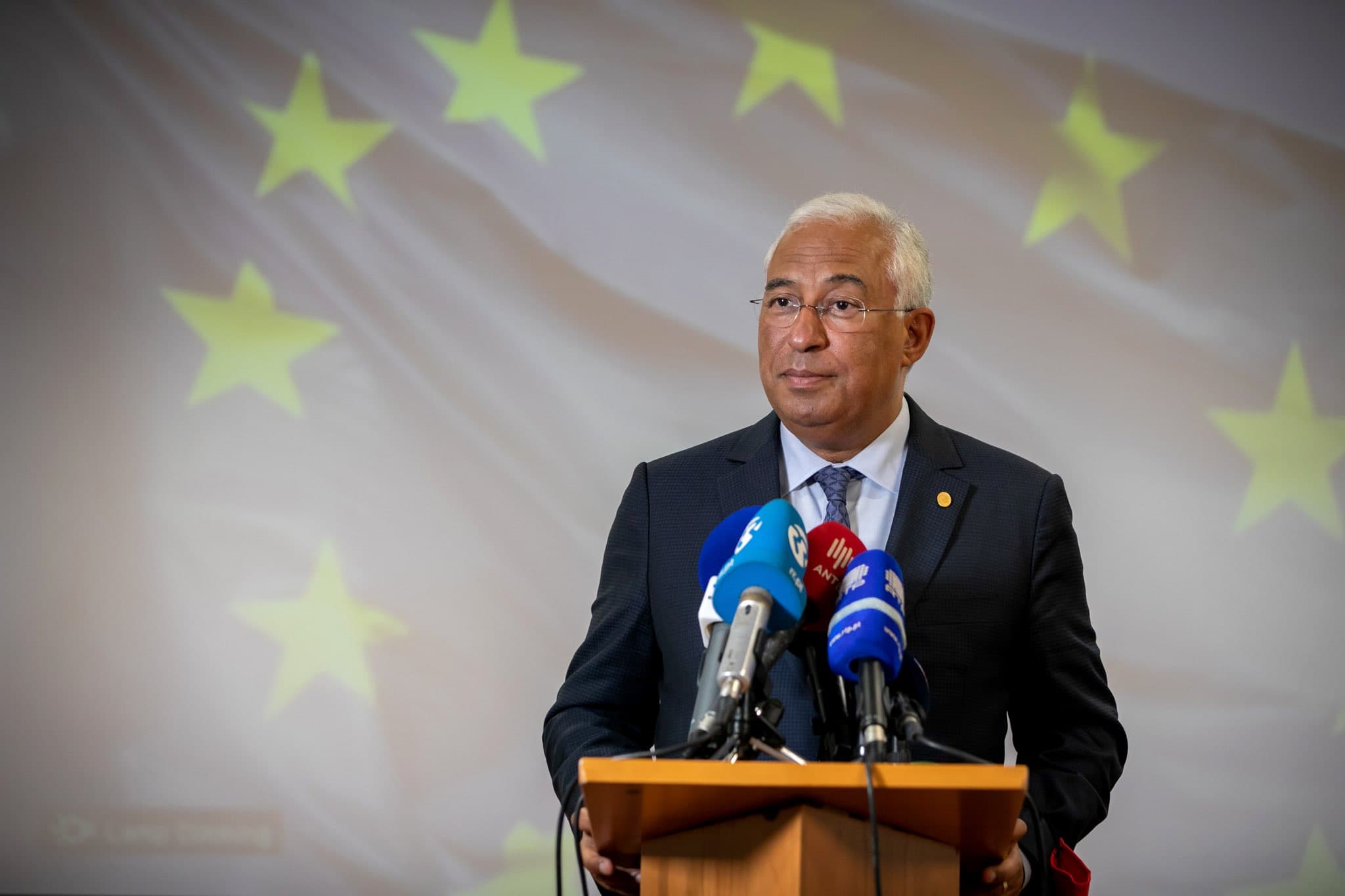Primeiro-Ministro António Costa na conferência de imprensa após a reunião do Conselho Europeu, Bruxelas, 2 outubro 2020 (Foto: Paulo Vaz Henriques)