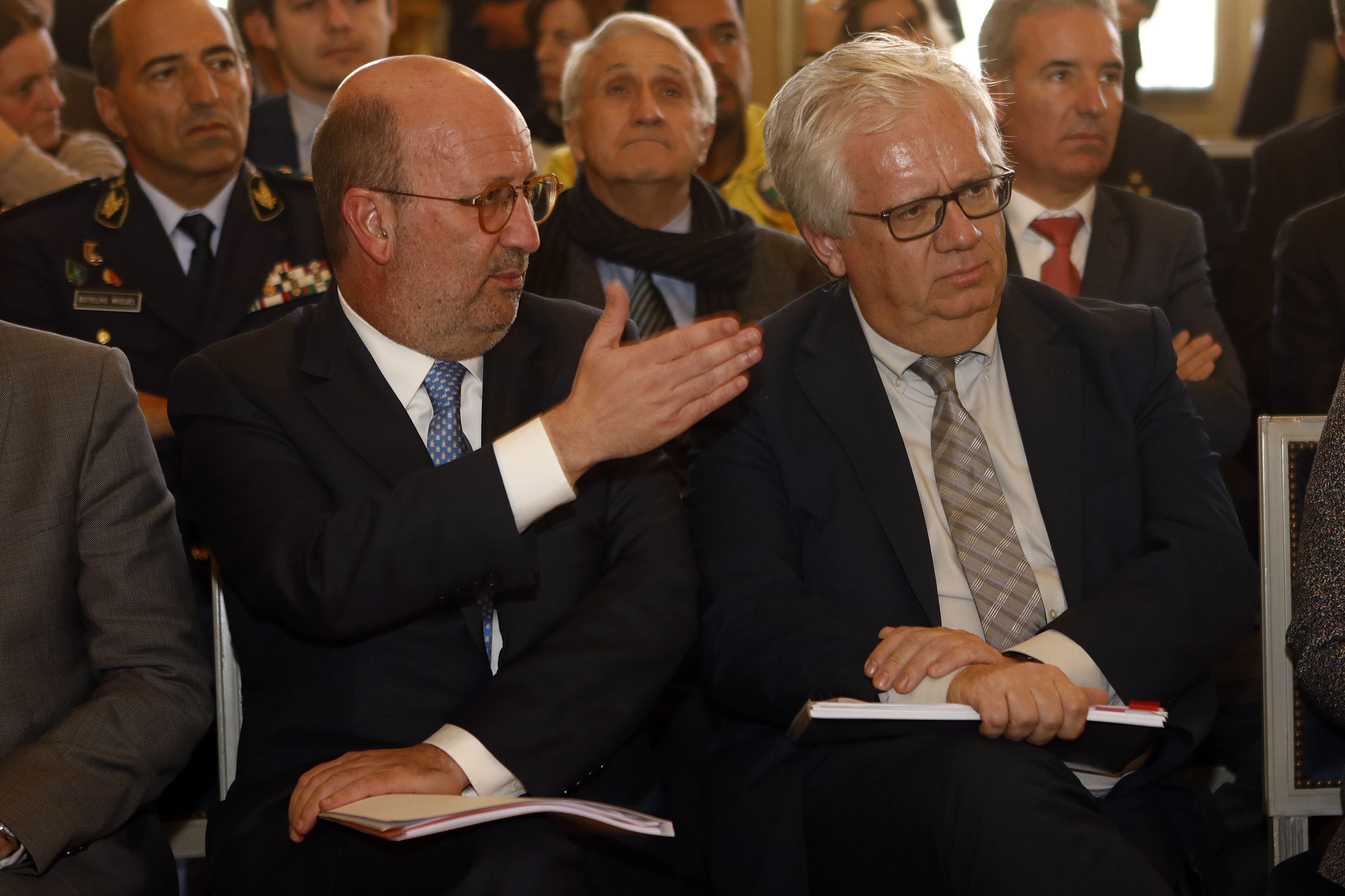 Ministros do Ambiente e da Ação Climática, João Pedro Matos Fernandes, e da Administração Interna, Eduardo Cabrita, na apresentação do Plano Nacional de Gestão Integrada dos Fogos Rurais, Lisboa, 5 dezembro 2019 (Foto: António Pedro Santos/Lusa)