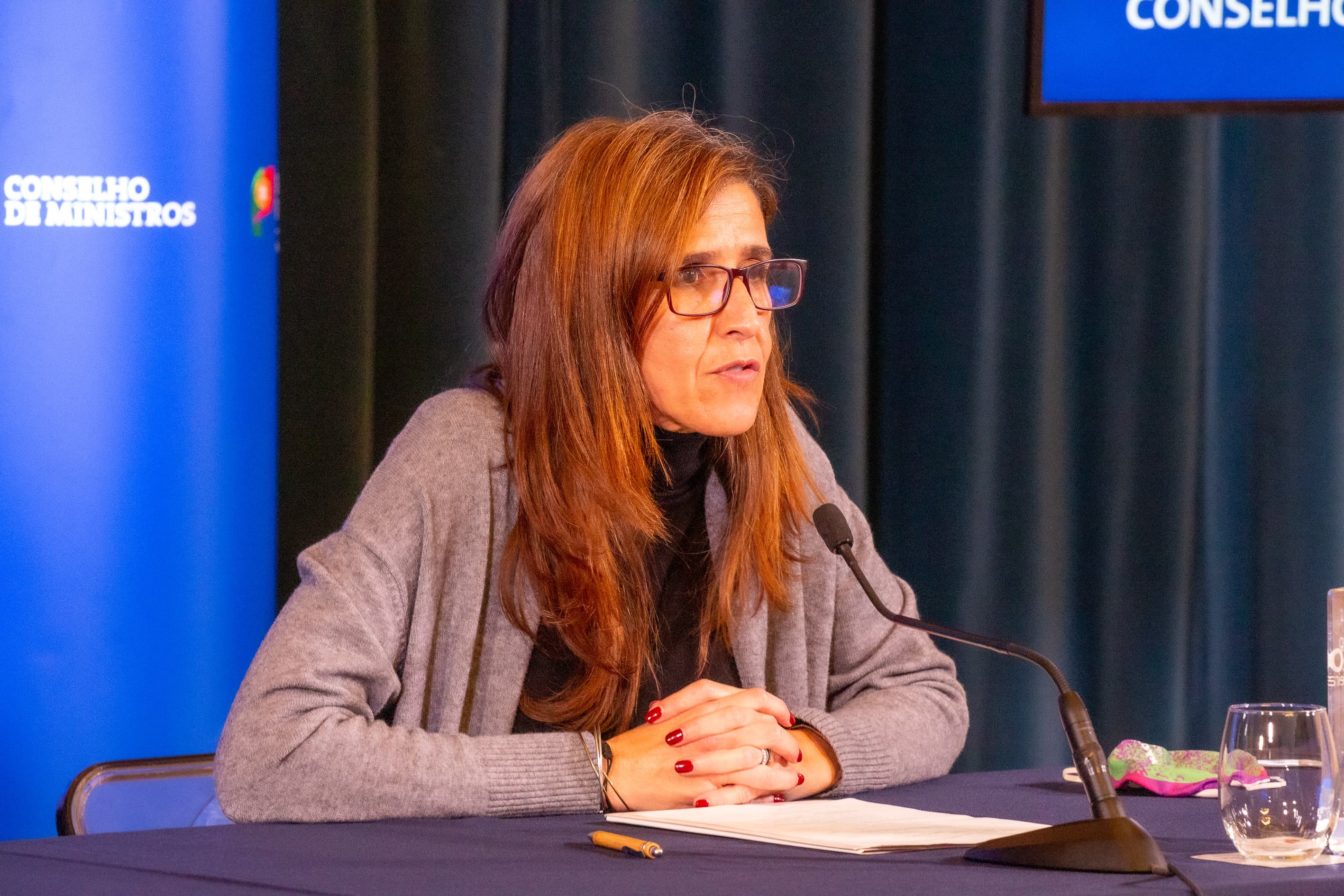 Secretária de Estado da Administração Interna, Patrícia Gaspar, na conferência de imprensa após a reunião do Conselho de Ministros, Lisboa, 27 novembro 2020 (Foto: João Bica)