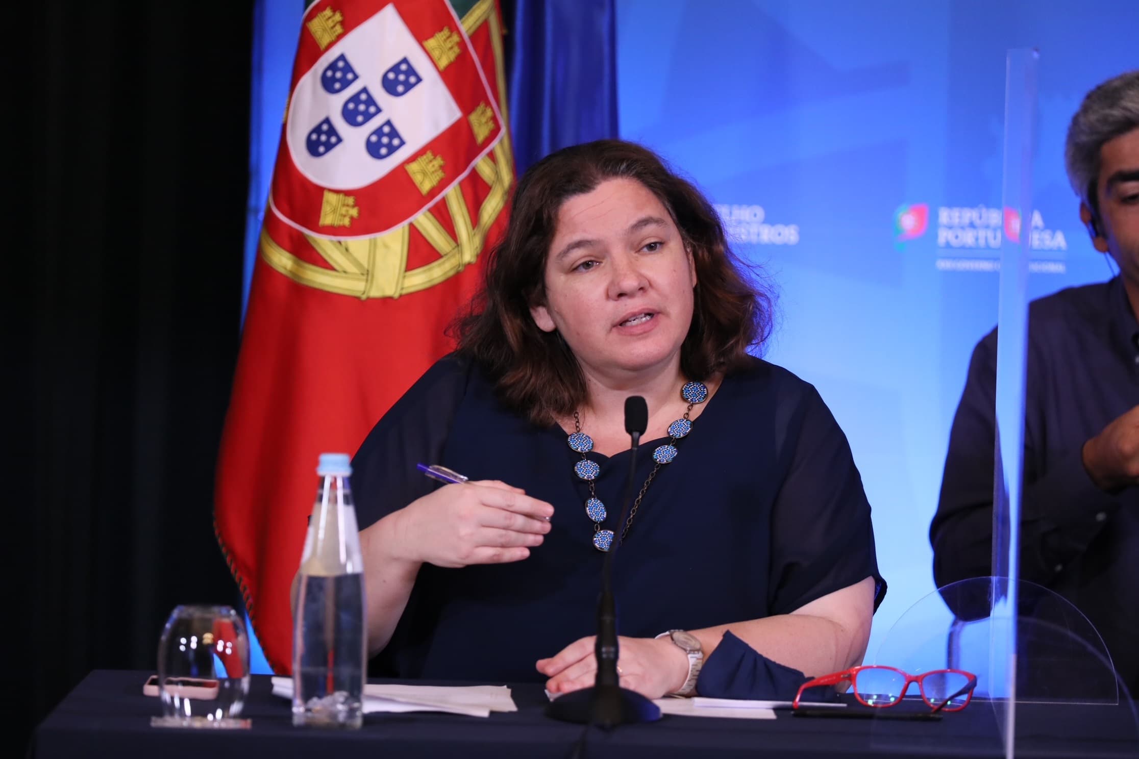 Ministra da Modernização do Estado e da Administração Pública, Alexandra Leitão, durante a conferência de imprensa após a reunião do Conselho de Ministros, Lisboa, 22 julho 2021 (Foto: João Bica)