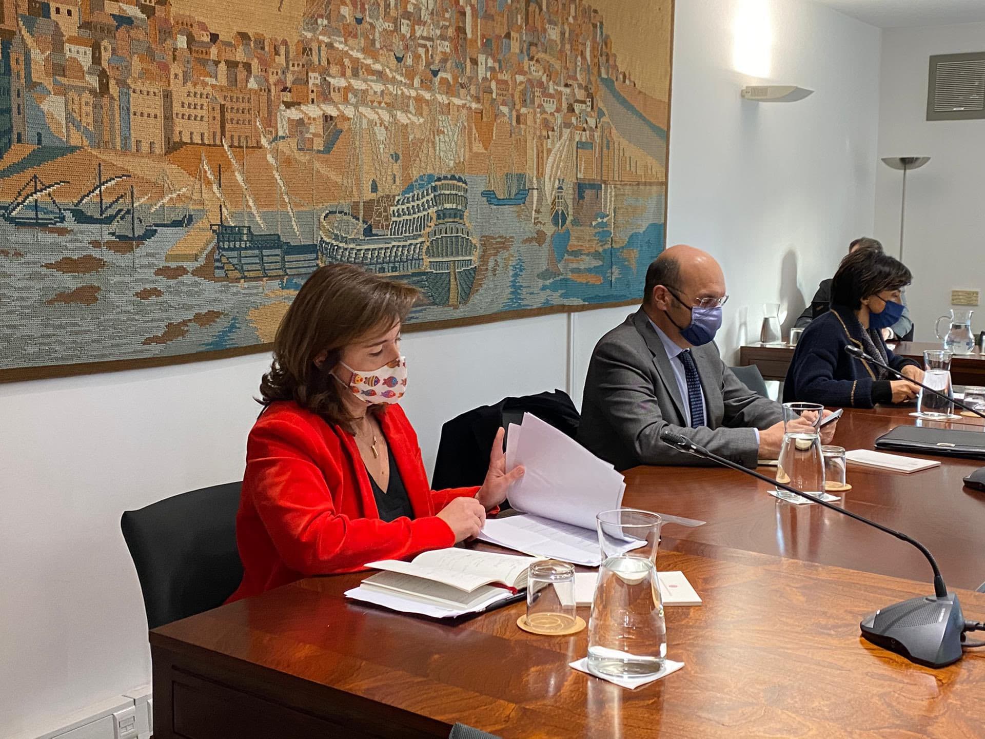 Ministros Pedro Siza Vieira, Ana Mendes Governo e Maria do Céu Antunes, a reunião por internet da Comissão Permanente de Concertação Social, 8 janeiro 2021