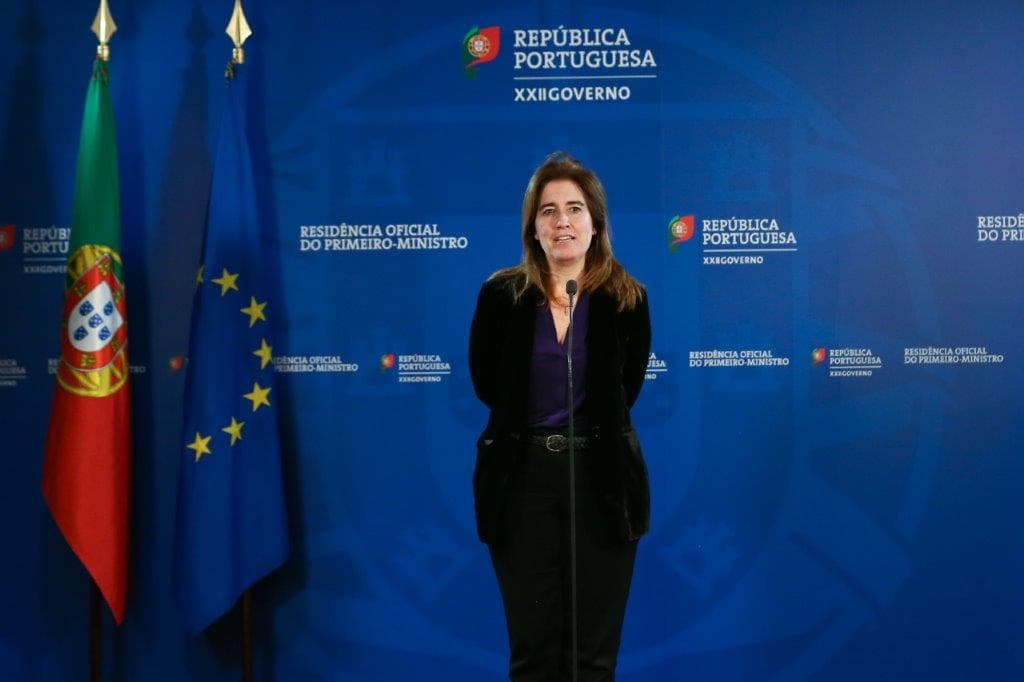 Ministra do Trabalho, Solidariedade e Segurança Social, Ana Mendes Godinho, faz declaração no final da reunião do Conselho Permanente de Concertação Social, Lisboa, 29 abril 2020 (foto: António Cotrim/Lusa)