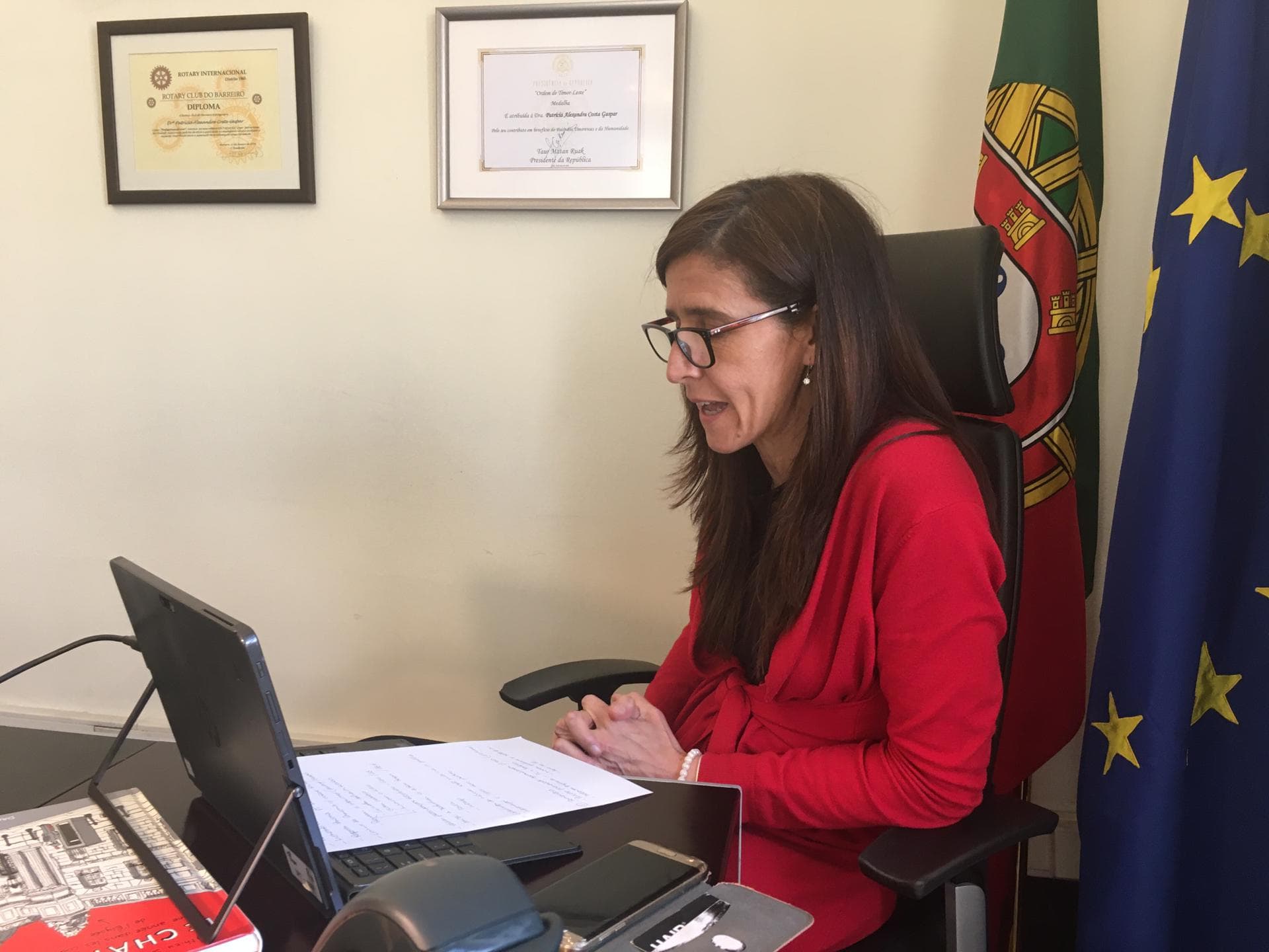 Secretária de Estado da Administração Interna, Patrícia Gaspar, na conferência «O reflexo da Covid-19 no sistema de defesa da floresta contra incêndios em 2020», 12 maio 2020