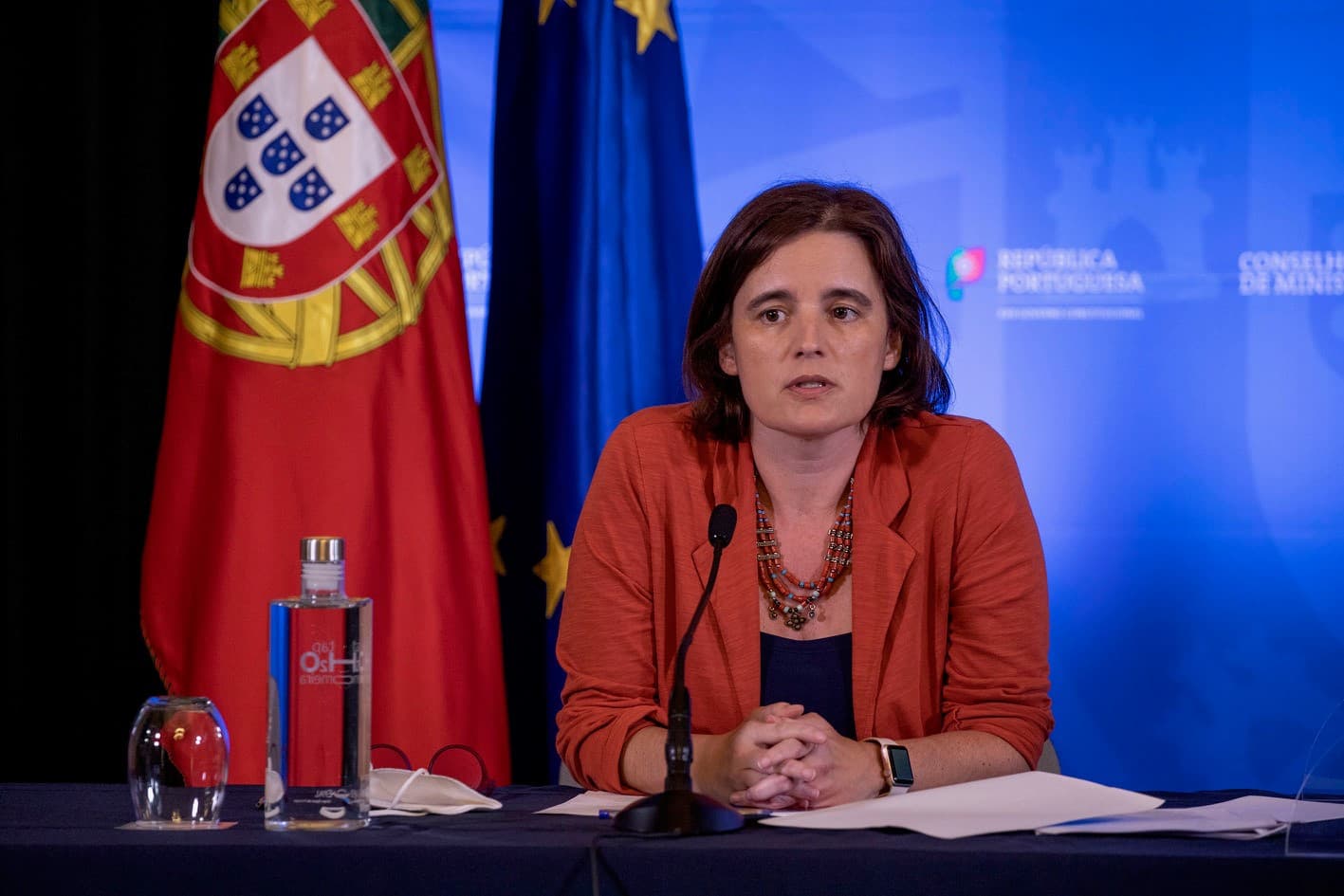 Ministra de Estado e da Presidência, Mariana Vieira da Silva, na conferência de imprensa após a reunião do Conselho de Ministros, Lisboa, 17 junho 2021 (Foto: João Bica)