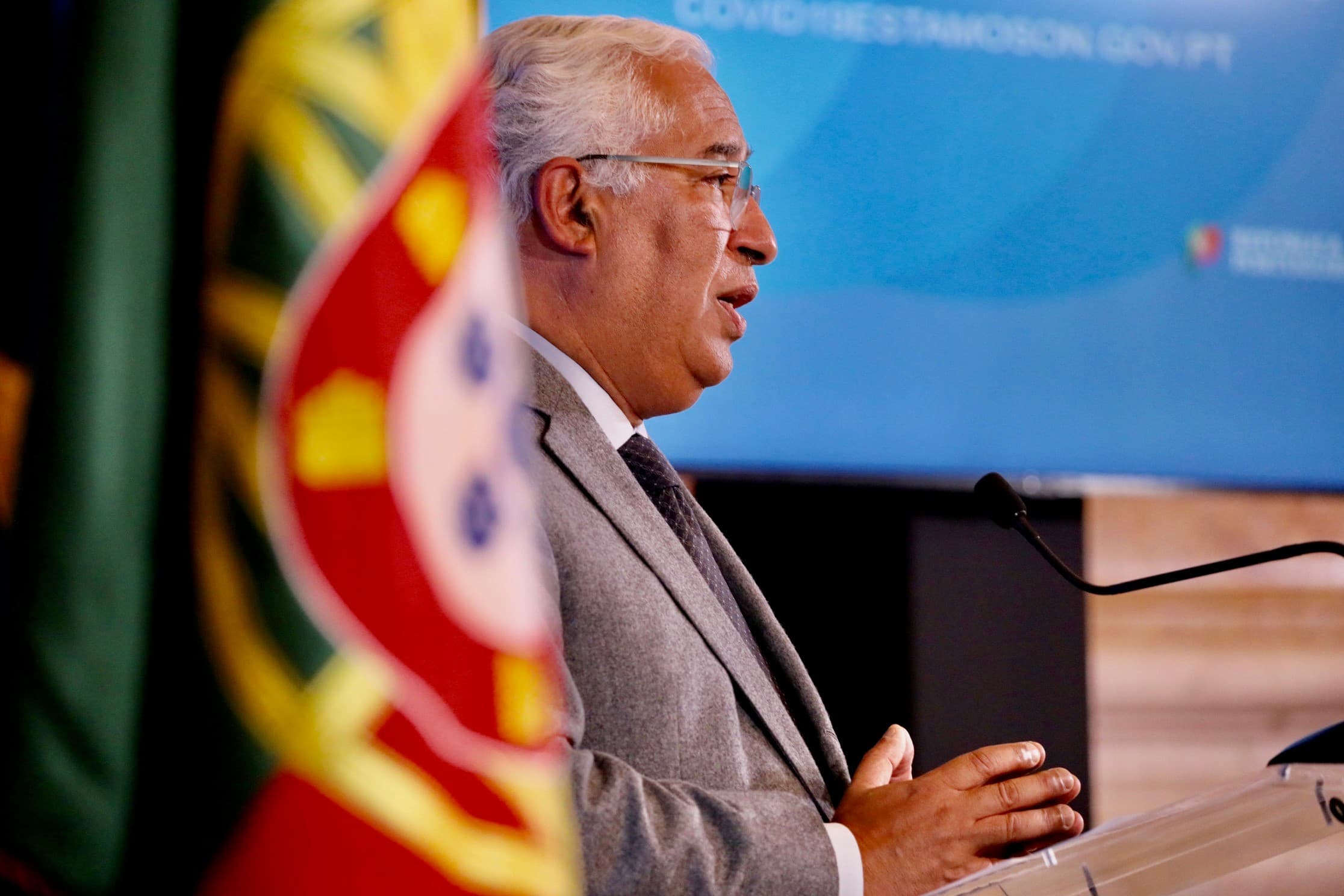 Primeiro-Ministro António Costa na conferência de imprensa após a reunião do Conselho de Ministros, Lisboa, 25 novembro 2021 (Foto: João Bica)