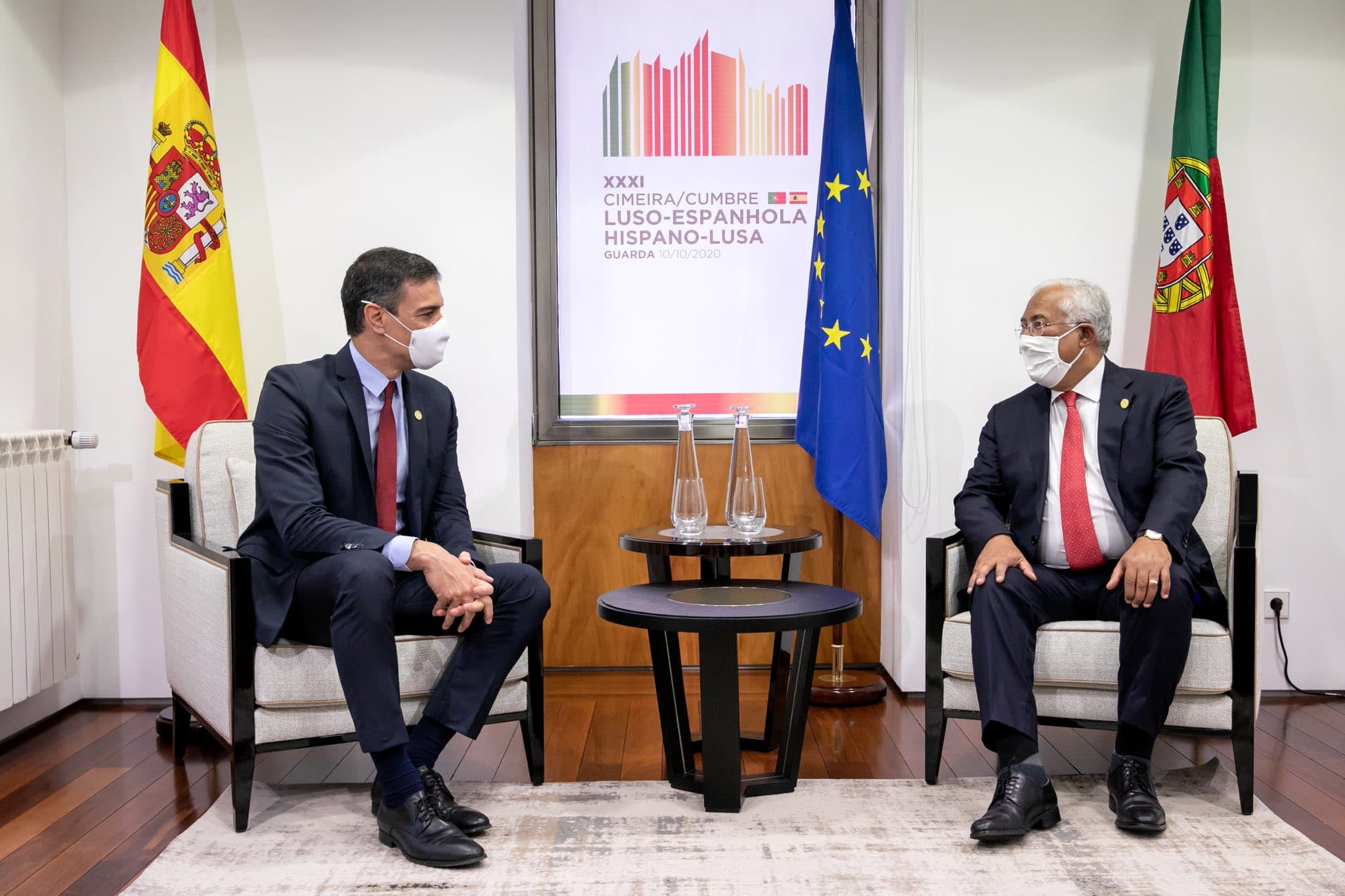 Primeiro-Ministro, António Costa, e Presidente do Governo de Espanha, Pedro Sánchez, na Cimeira Luso-Espanhola, Guarda, 10 outubro 2020