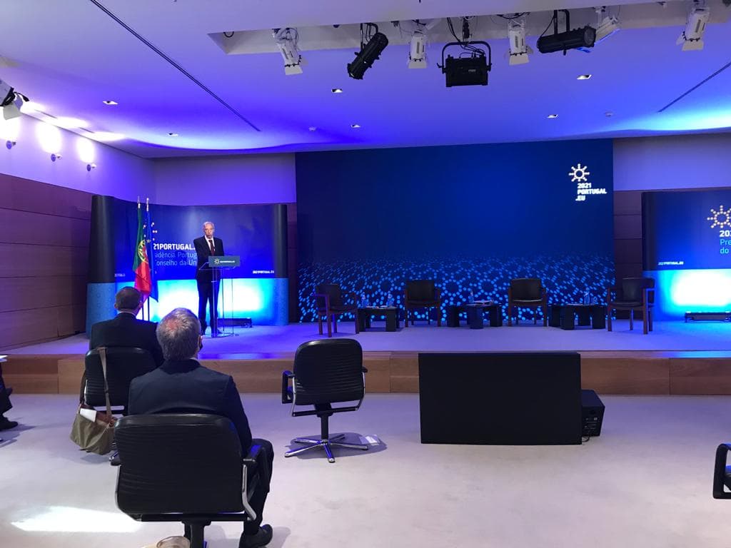 Ministro da Defesa Nacional, João Gomes Cravinho, na sessão de abertura de um seminário sobre Economia de Defesa Europeia, Lisboa, 24 maio 2021