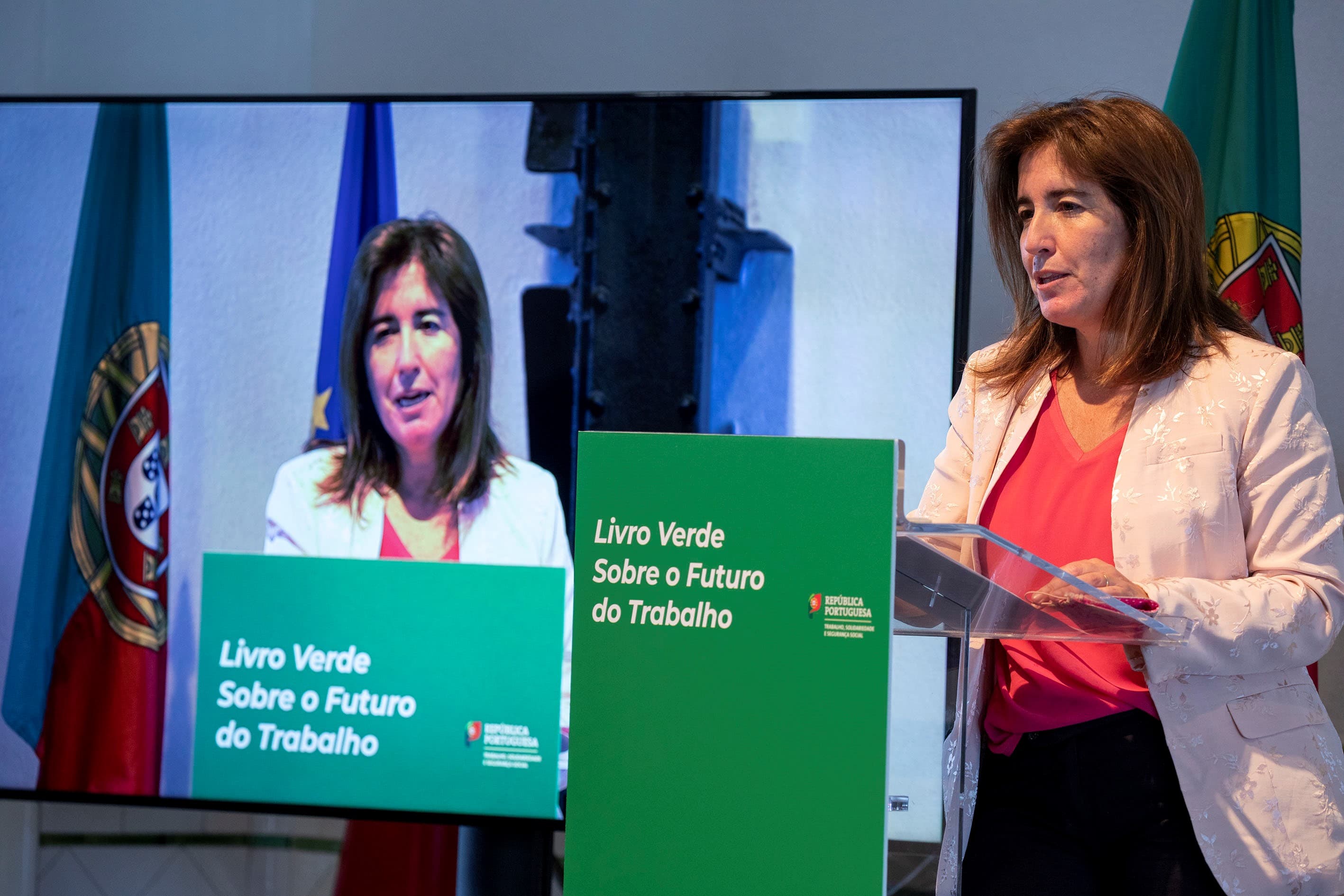 Ministra do Trabalho, Solidariedade e Segurança Social, Ana Mendes Godinho, durante a apresentação pública do Livro Verde sobre o Futuro do Trabalho, Lisboa, 22 junho 2021 (Foto: João Bica)