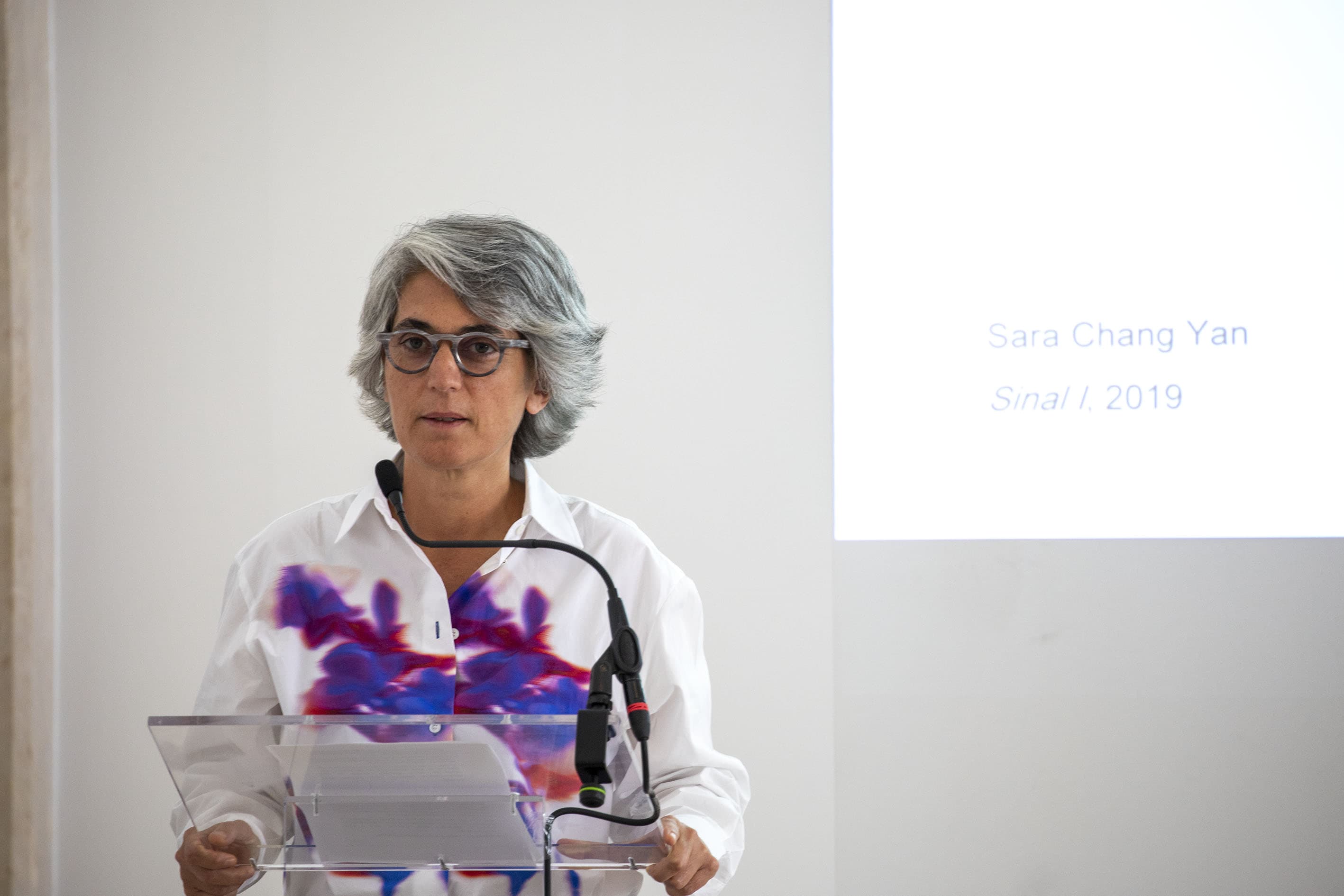 Ministra da Cultura, Graça Fonseca, na apresentação pública das obras adquiridas em 2021 no âmbito da Comissão para a Aquisição de Arte Contemporânea relativa ao biénio 2021/2022, Lisboa, 13 julho 2021 (Foto: João Bica)