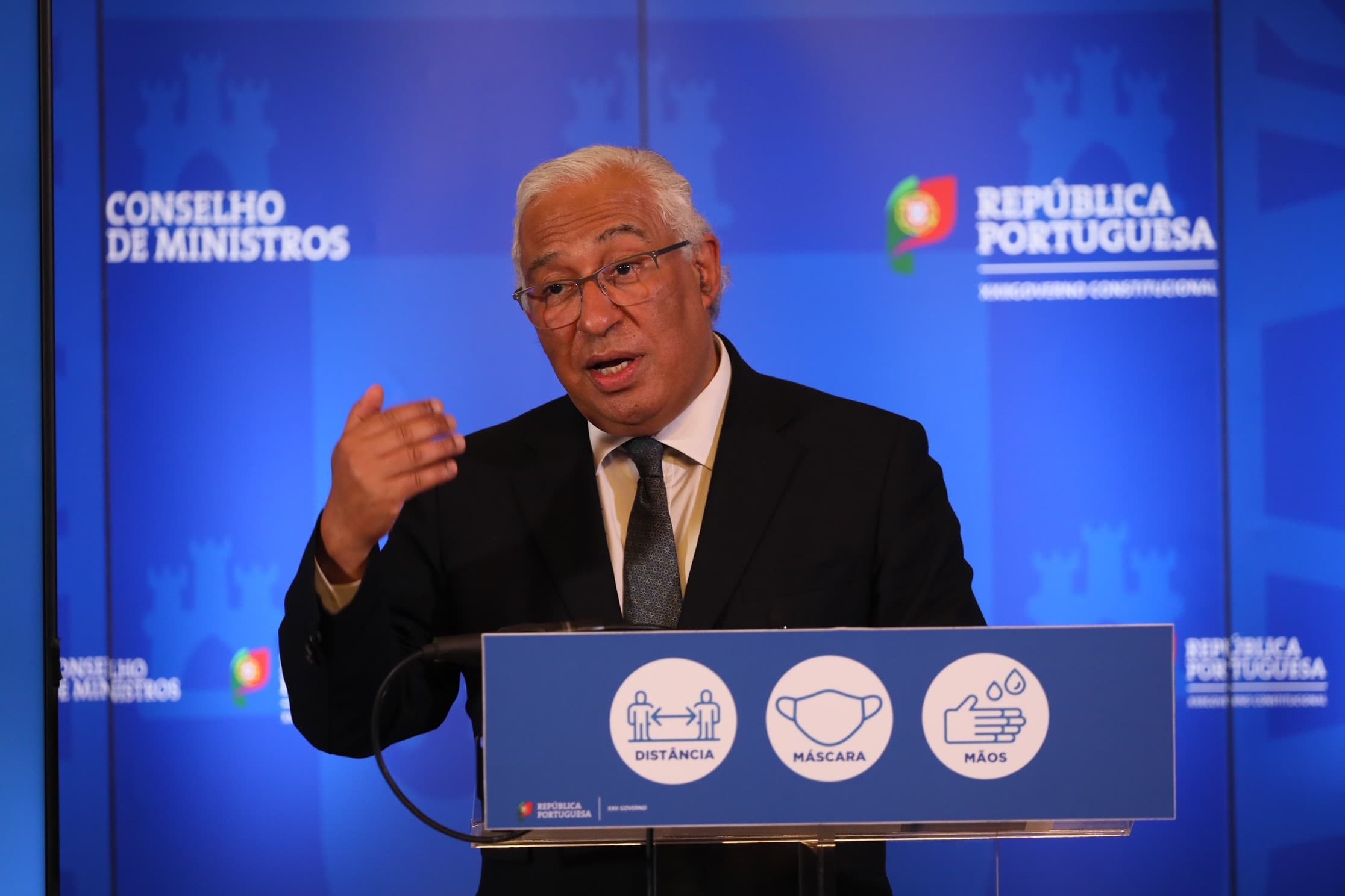 Primeiro-Ministro António Costa durante a conferência de imprensa após a reunião do Conselho de Ministros, Lisboa, 26 fevereiro 2021 (Foto: João Bica)
