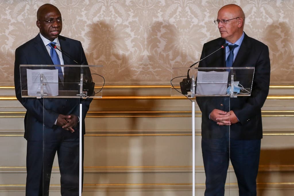 Ministros dos Negócios Estrangeiros de Portugal e de Angola na conferência de imprensa após segunda sessão da Comissão Mista Intergovernamental Portugal-Angola, Lisboa, 30 setembro 2021 (Foto: Manuel de Almeida/Lusa)