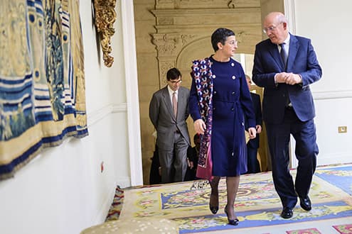 Ministro de Estado e dos Negócios Estrangeiros, Augusto Santos Silva, e Ministra dos Assuntos Externos, União Europeia e Cooperação de Espanha, Arancha González Laya, Madrid, 9 março 2020 (Foto: Governo de Espanha)