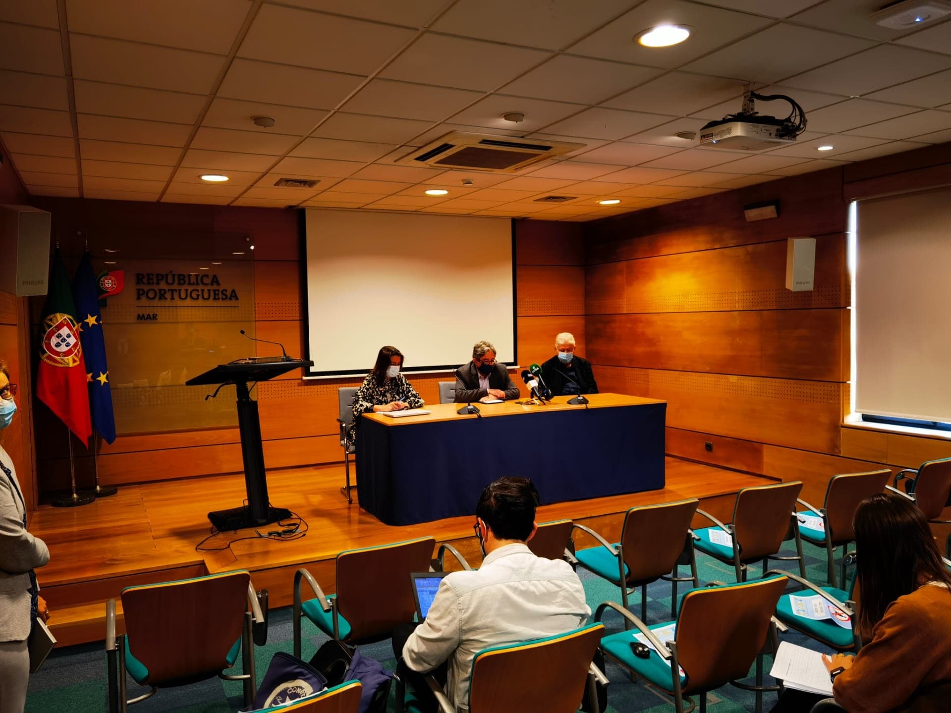 Ministro do Mar, Ricardo Serrão Santos, durante a conferência de imprensa, 18 junho 2021