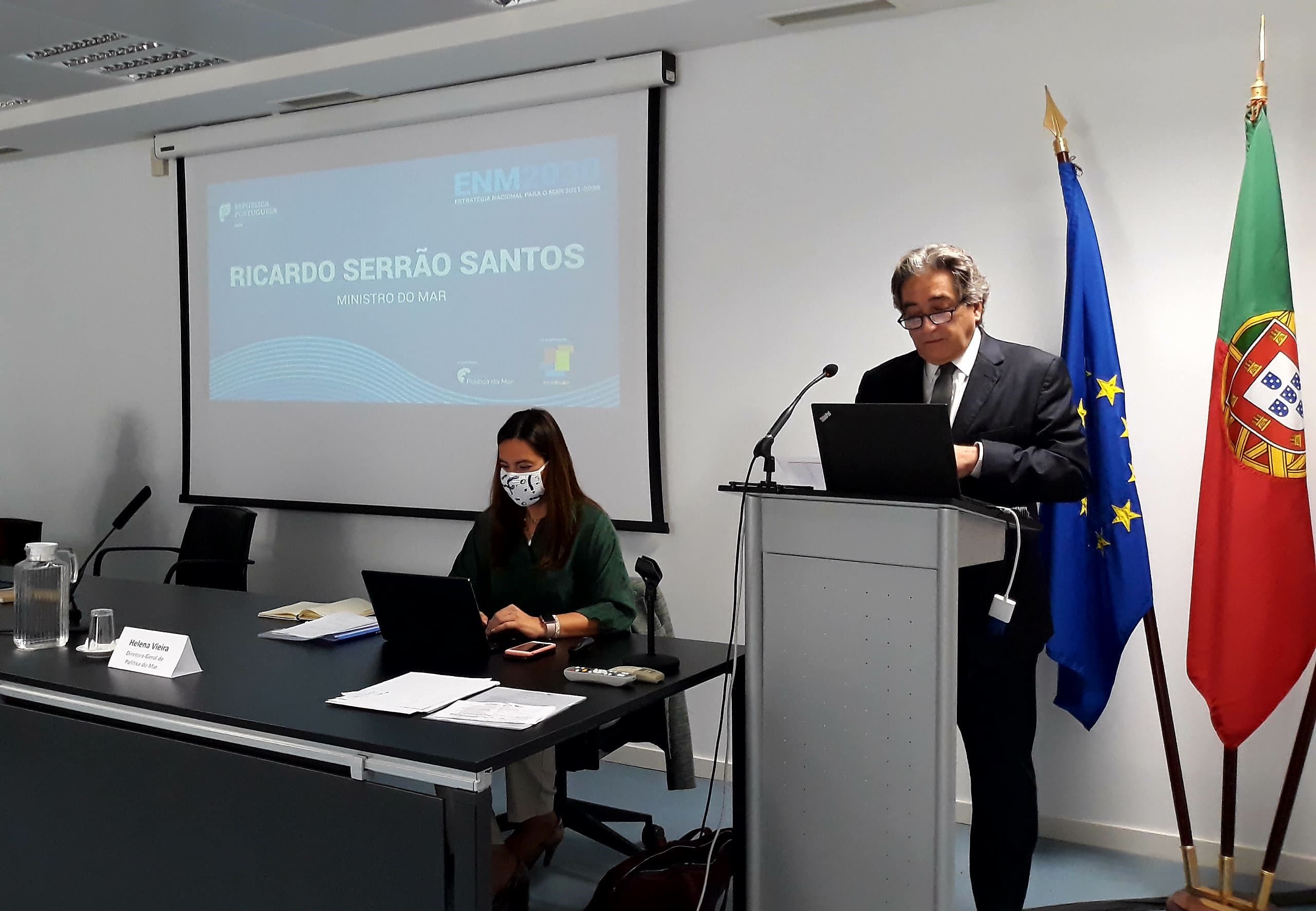 Ministro do Mar, Ricardo Serrão Santos, na apresentação da Estratégia Nacional para o Mar 2030 em Lisboa, 15 outubro 2020