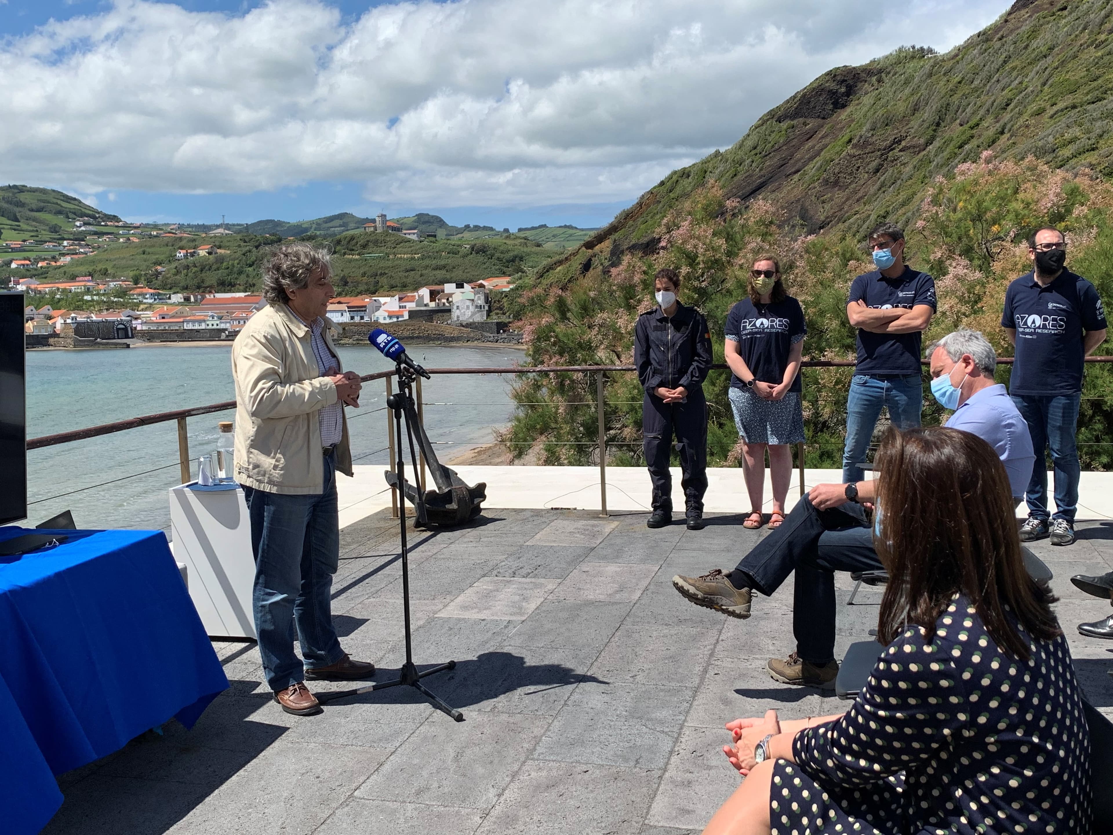 Ministro do Mar, Ricardo Serrão Santos, durante o encontro com os cientistas da expedição oceanográfica iMar, Horta, Faial, 3 junho 2021
