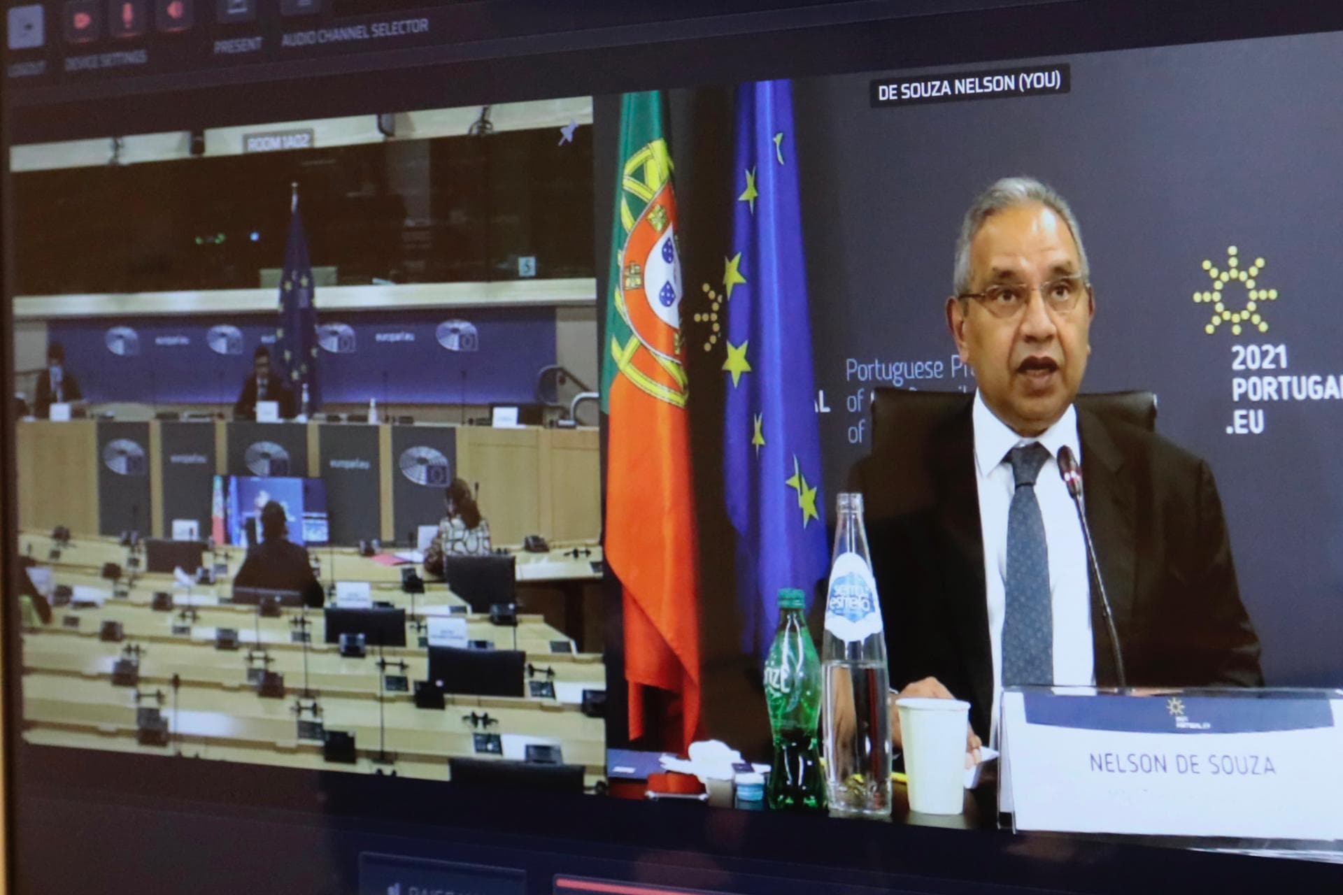 Ministro do Planeamento, Nelson de Souza, apresenta prioridades da presidência portuguesa à comissão de desenvolvimento regional do Parlamento Europeu, 1 fevereiro 2021