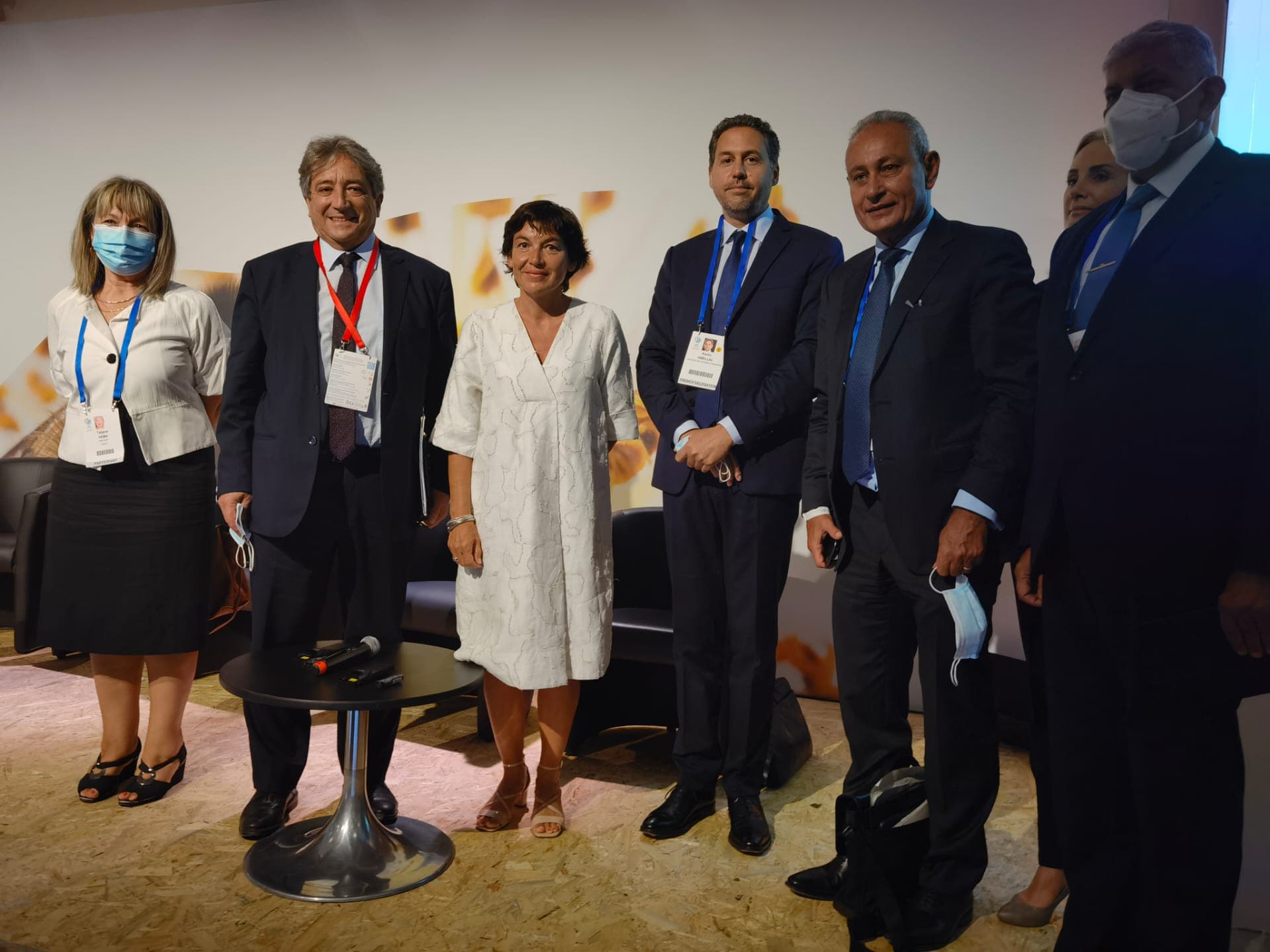 Ministro do Mar, Ricardo Serrão Santos, com homólogos no Congresso Mundial da Natureza, Marselha, França, 3 setembro 2021