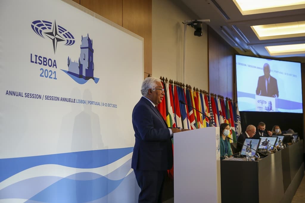 Primeiro-Ministro, António Costa, intervindo na 67.ª Sessão Anual da Assembleia Parlamentar da NATO, Lisboa, 11 outubro 2021 (Foto: Manuel da Almeida/Lusa)