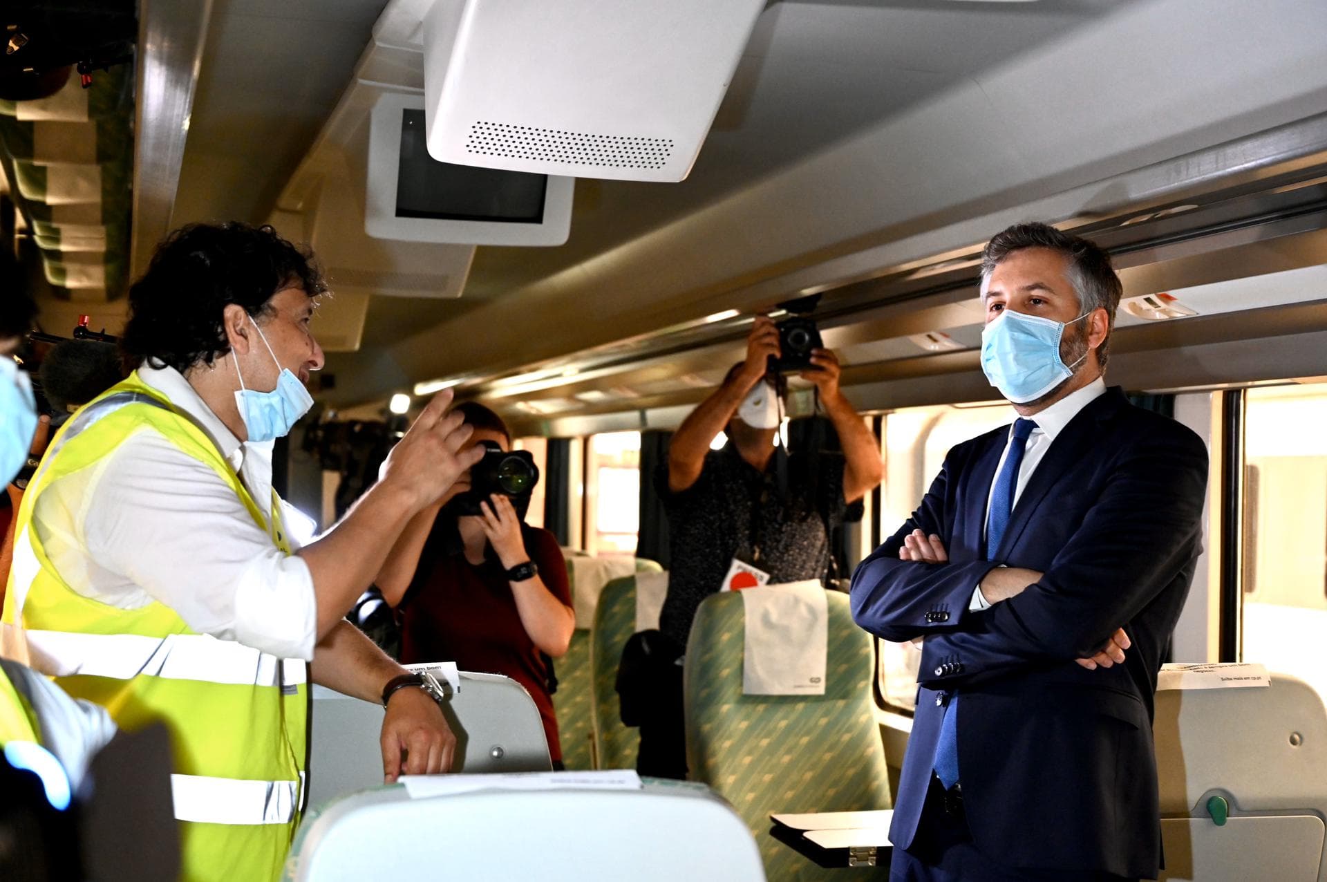 Ministro das Infraestruturas e da Habitação, Pedro Nuno Santos, visita carruagens compradas pela CP à Renfe, Guifões, Matosinhos, 6 julho 2020