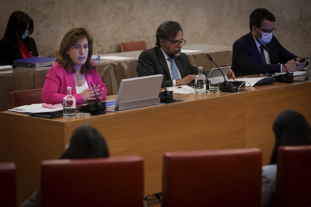 Ministra do Trabalho, Solidariedade e Segurança Social, Ana Mendes Godinho, na Comissão de Trabalho e Segurança Social, na Assembleia da República, 26 maio 2021 (Foto: Tiago Petinga/Lusa)