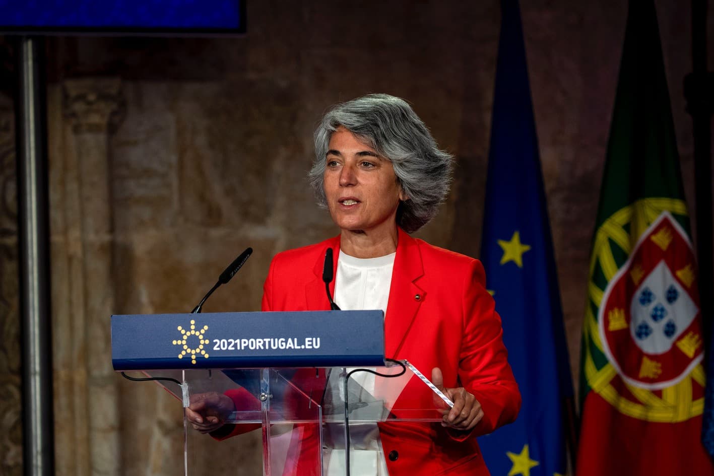 Ministra da Cultura, Graça Fonseca, preside à abertura da conferência para lançamento do programa Europa Criativa, 17 junho 2021 (Foto: João Bica)