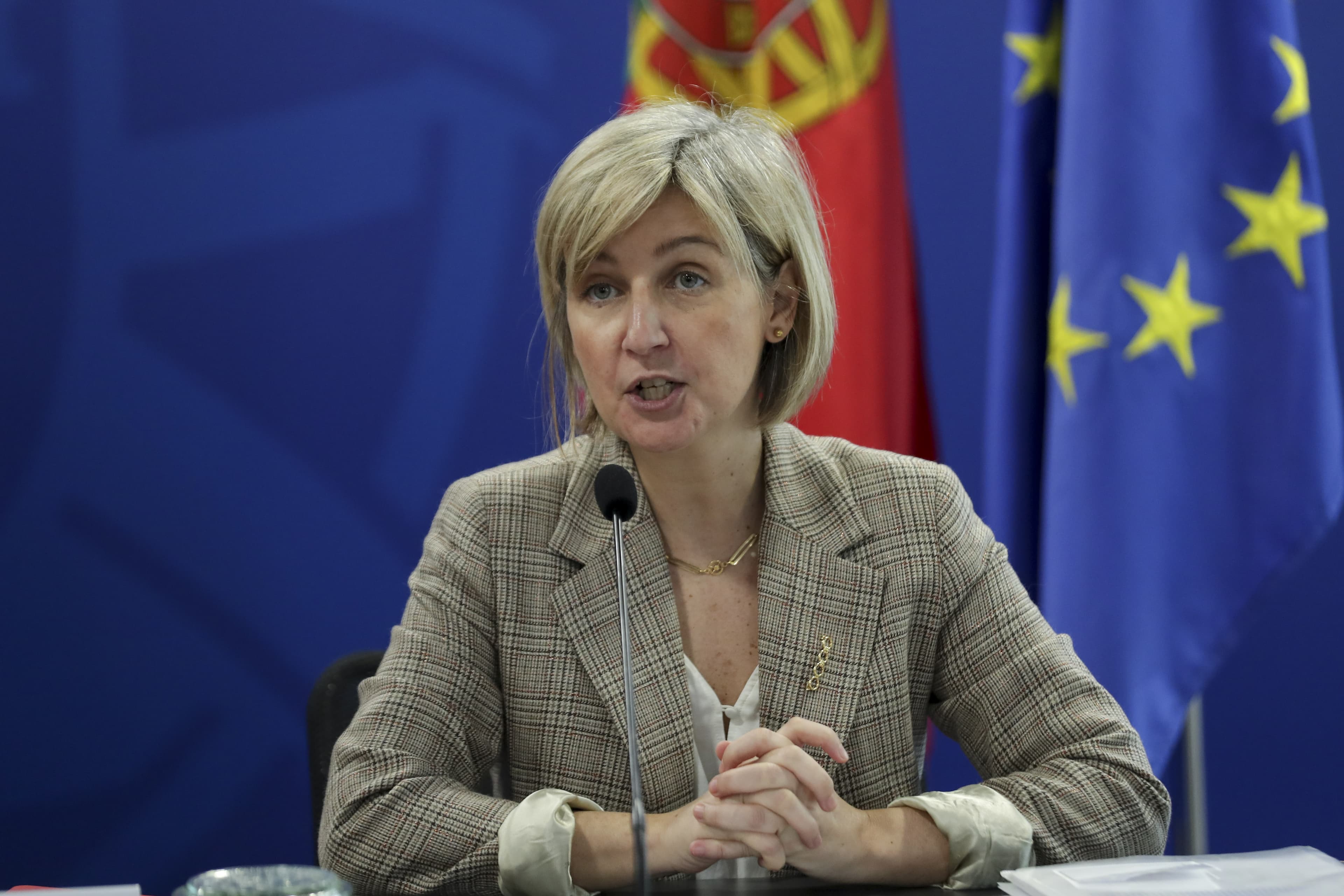 Ministra da Saúde, Marta Temido, na conferência de imprensa diária sobre o novo coronavírus, Lisboa, 9 maio 2020 (Foto: Miguel A. Lopes/Lusa)
