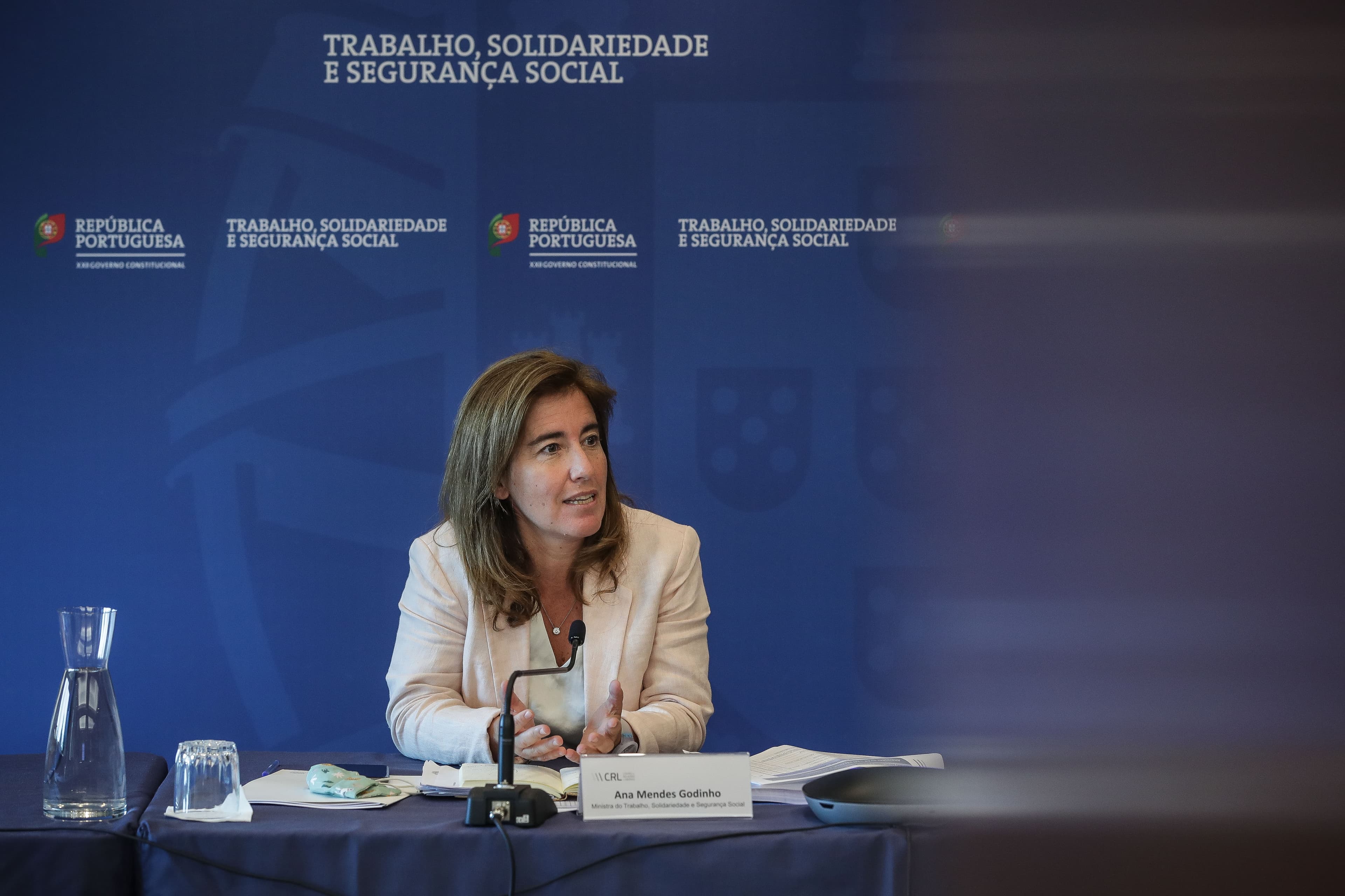 Ministra do Trabalho, Solidariedade e Segurança Social, Ana Mendes Godinho, na apresentação do relatório anual sobre a Evolução da Negociação Coletiva em 2019, Lisboa, 14 julho 2020. (Foto: Mário Cruz/LUSA)
