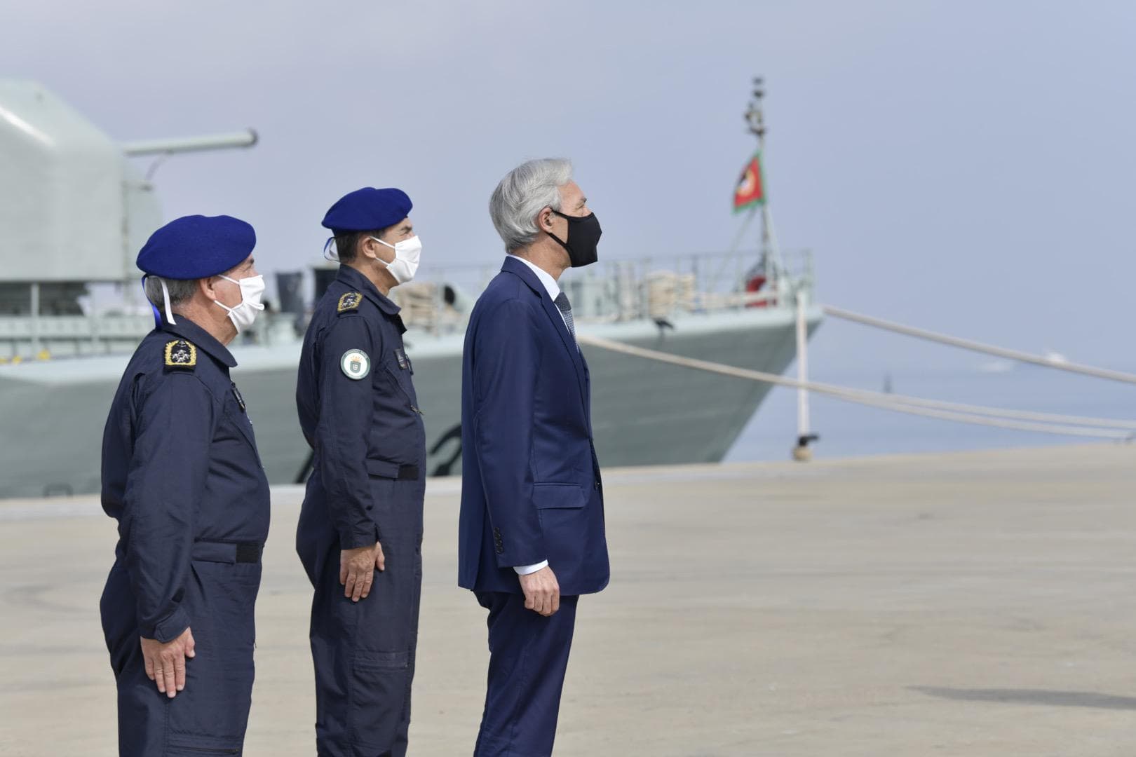 Ministro da Defesa Nacional, João Gomes Cravinho, na largada do navio patrulha oceânico «Setúbal», Almada, 1 março 2021
