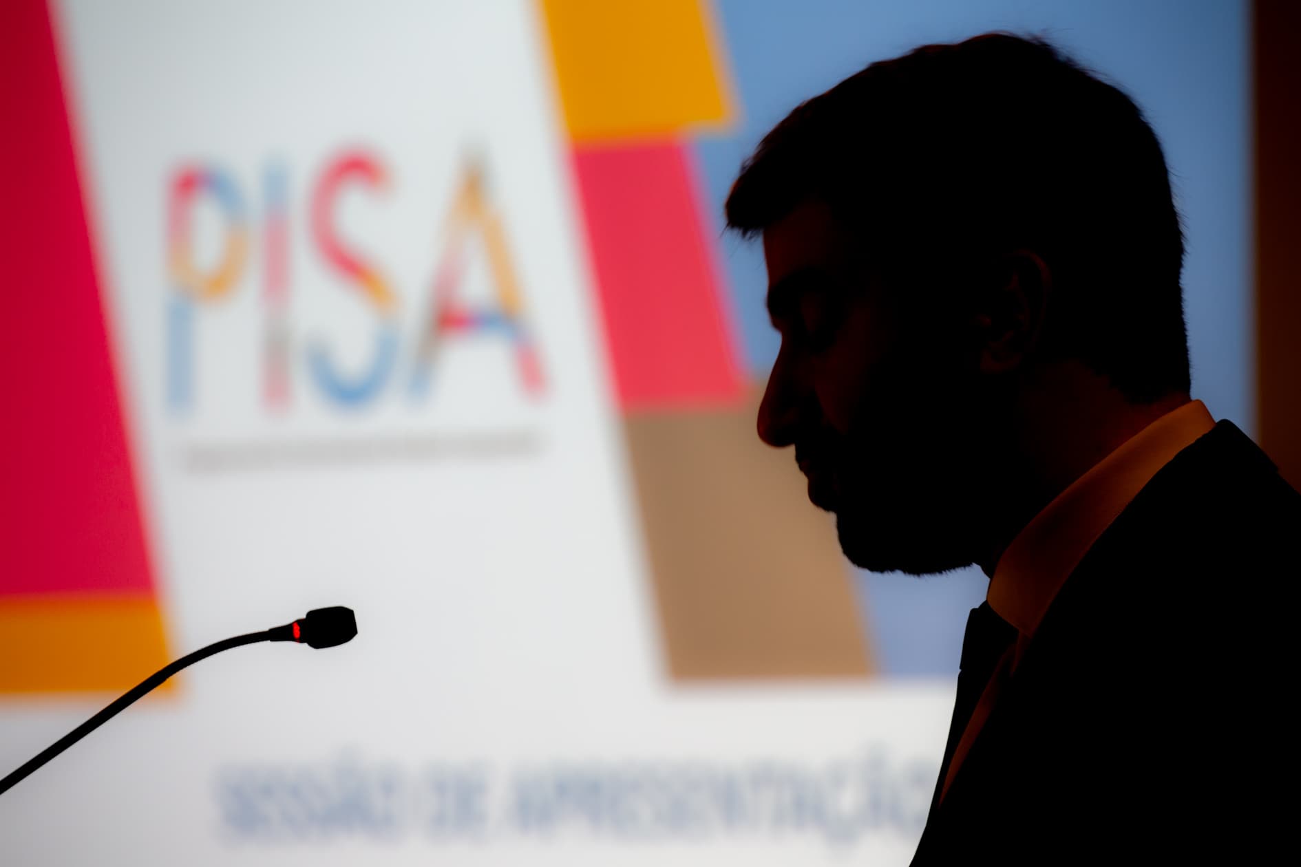 Ministro da Educação, Tiago Brandão Rodrigues, na apresentação dos resultados do PISA, Lisboa, 3 dezembro 2019 (Foto: João Bica)
