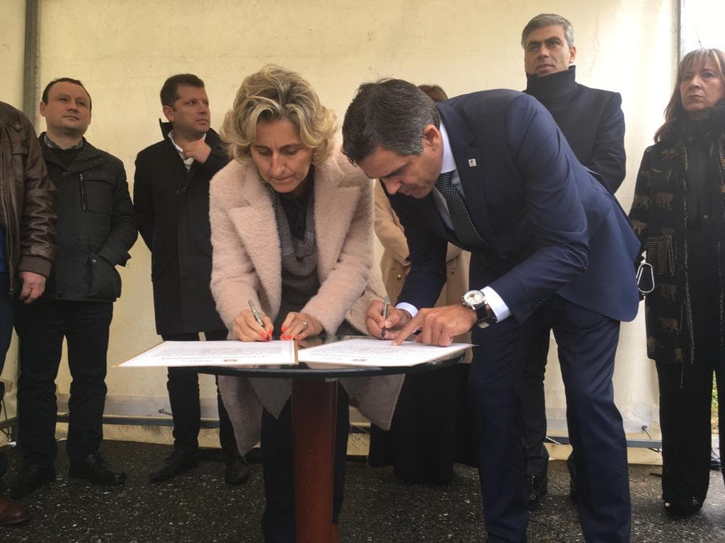 Ministra da Coesão Territorial, Ana Abrunhosa, no lançamento da primeira pedra dos Passadiços do Mondego, Guarda, 27 novembro 2019