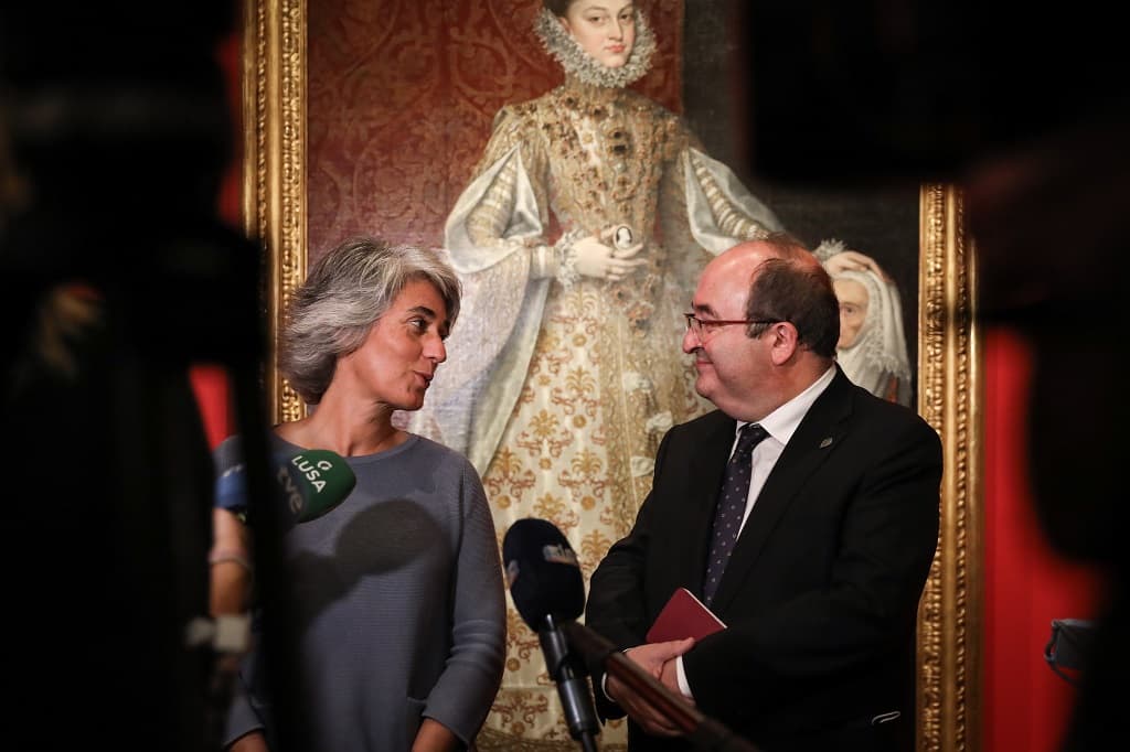 Ministra da Cultura de Portugal, Graça Fonseca, e Ministro da Cultura e do Desporto de Espanha, Miquel Iceta Llorens, na abertura da Mostra Espanha, Lisboa, 7 outubro 2021 (Foto: Rodrigo Antunes/Lusa)