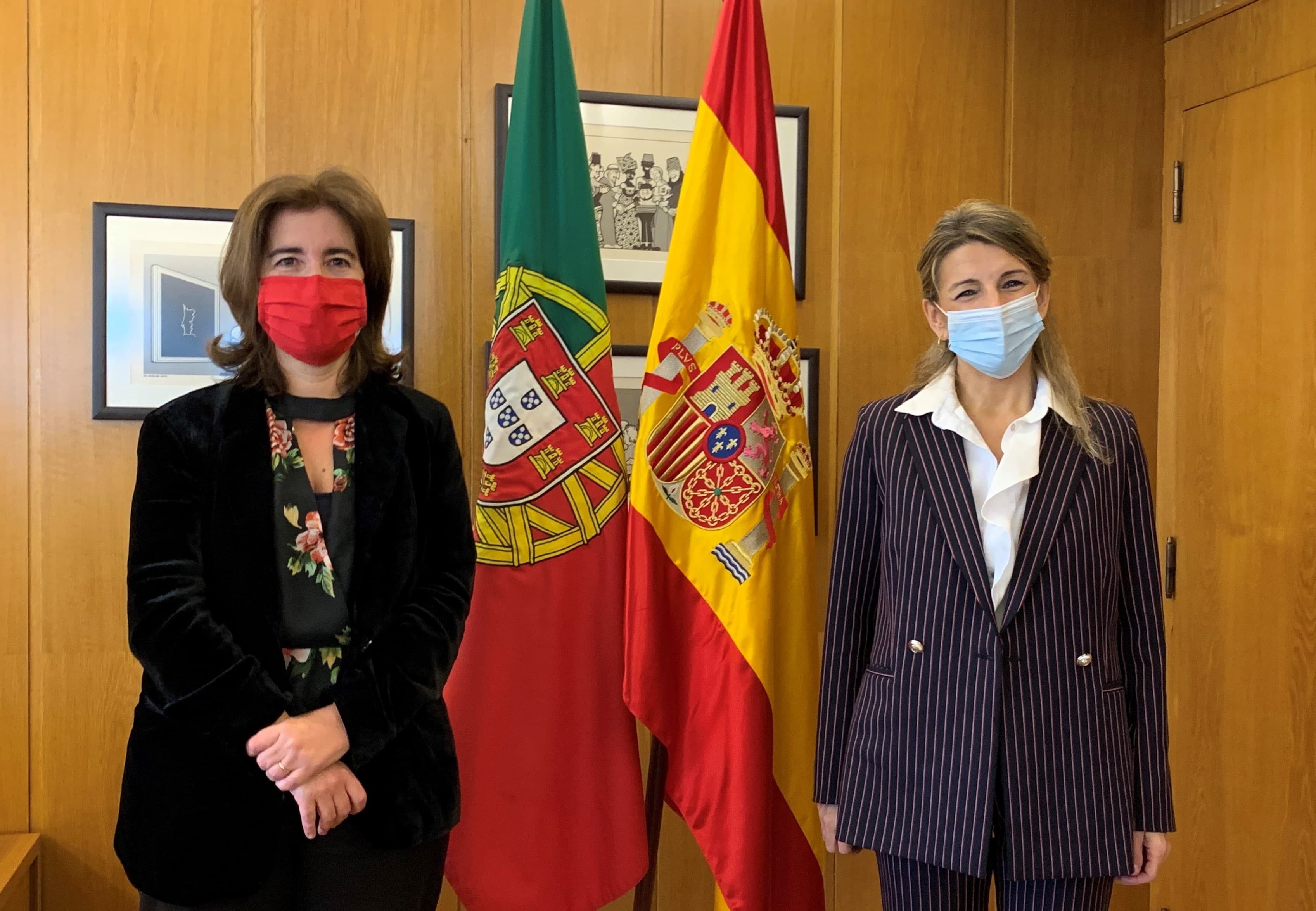 Ministra do Trabalho, Solidariedade e Segurança Social, Ana Mendes Godinho, e Ministra do Trabalho e Economia Social de Espanha, Yolanda Díaz, Lisboa, 16 dezembro 2020