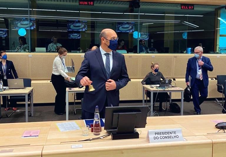Ministro de Estado, da Economia e da Transição Digital, Pedro Siza Vieira, na abertura dos trabalhos do Conselho de Competitividade, Bruxelas, 27 maio 2021