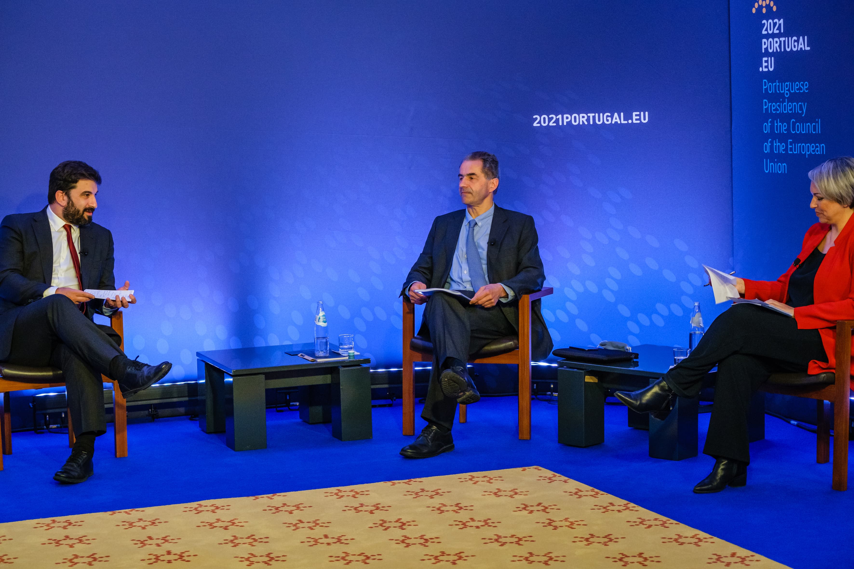 Ministros da Ciência, Tecnologia e Ensino Superior, Manuel Heitor, e da Educação, Tiago Brandão Rodrigues, na apresentação nacional do Erasmus+, Lisboa, 14 abril 2021 (Foto: PPUE)