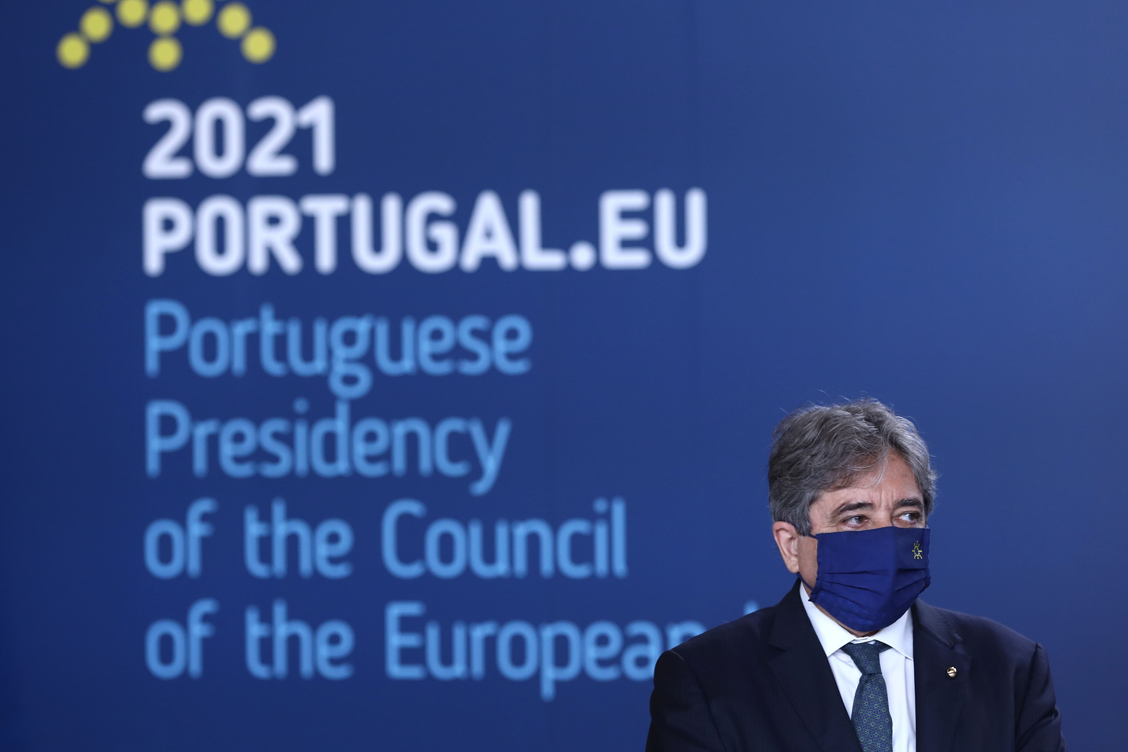 Ministro do Mar, Ricardo Serrão Santos, na conferência de imprensa após a reunião informal de Ministros das Pescas da União Europeia, Lisboa, 15 junho 2021 (Foto: António Pedro Santos/Lusa)