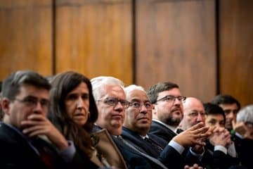 Primeiro-Ministro António Costa e Ministros Eduardo Cabrita e Matos Fernandes nomencerramento da discussão pública do Plano Nacional de Gestão Integrada de Fogos Rurais, Santarém, 12 fevereiro 2020 (foto: Paulo Vaz Henriques)