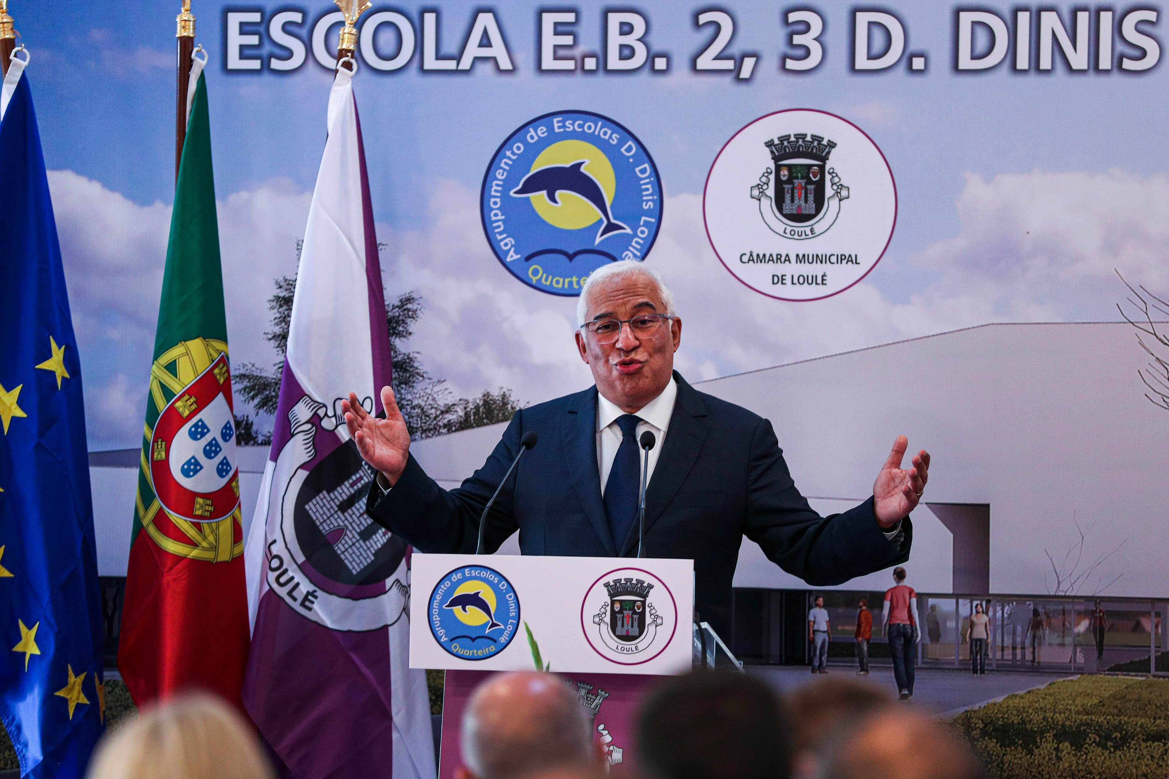 Primeiro-Ministro António Costa na inauguração da escola EB D. Dinis, Quarteira, Loulé, 17 dezembro 2021 (Foto: Luís Forra/Lusa)